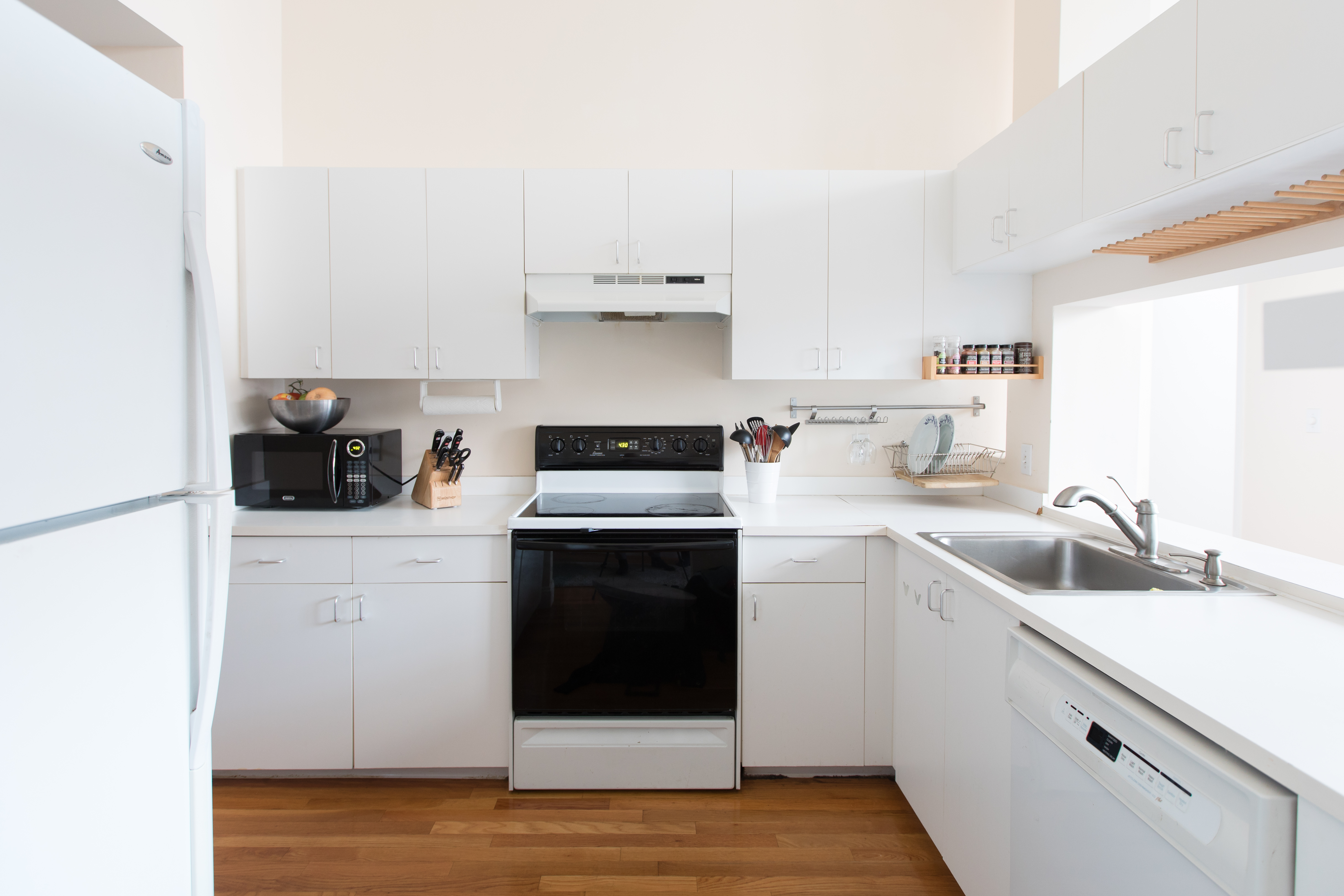 white apartment fridge