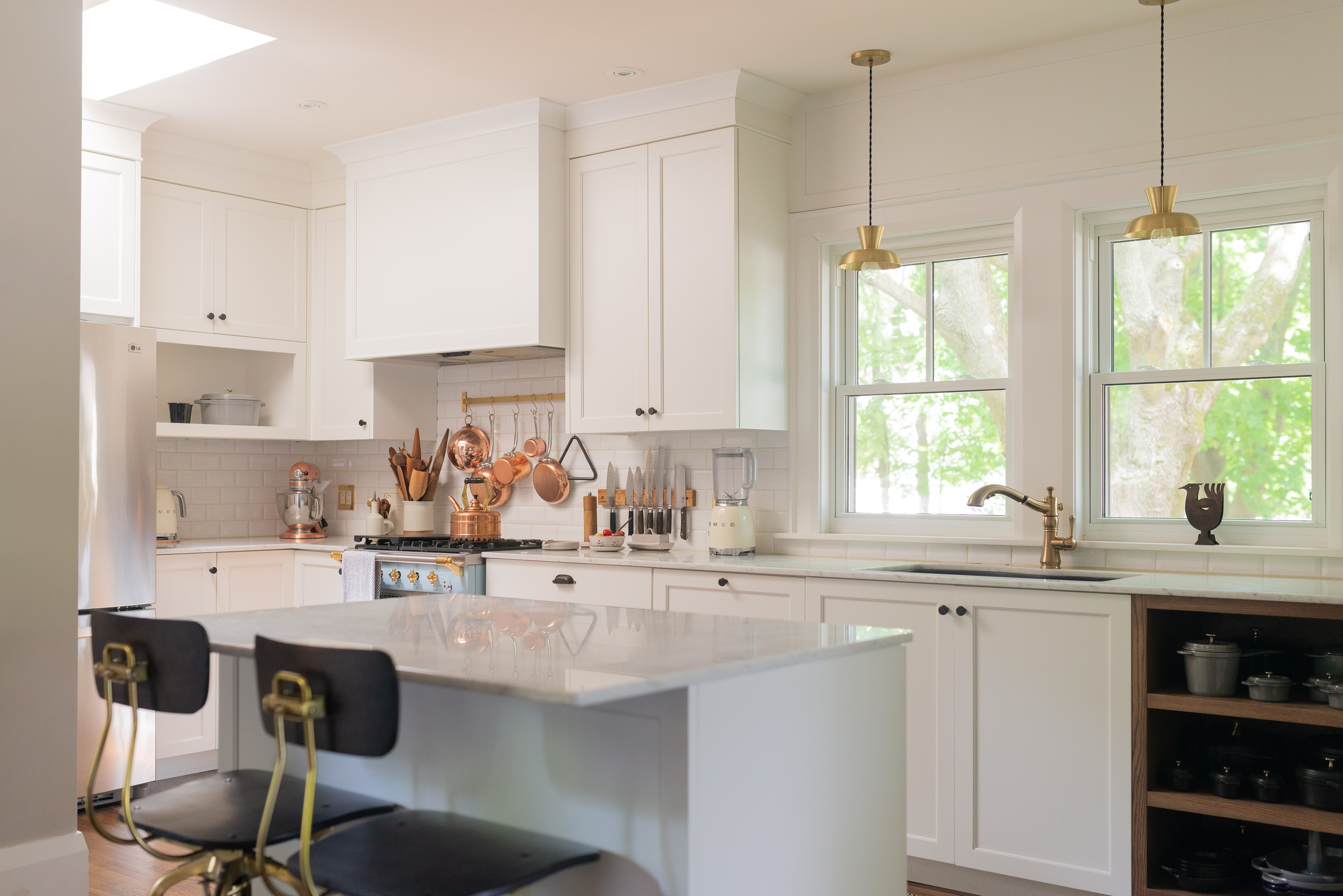 kitchens with decorative ceiling tiles in soffit area