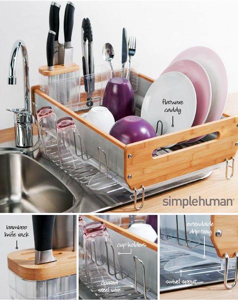 Simplehuman Kitchen Dish Drying Rack Swivel Spout