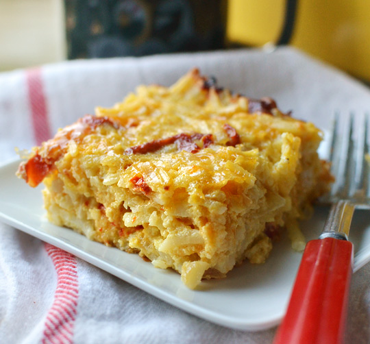 Recipe: Cheesy Potato Breakfast Casserole with Cheddar and Sun-Dried Tomatoes | Kitchn
