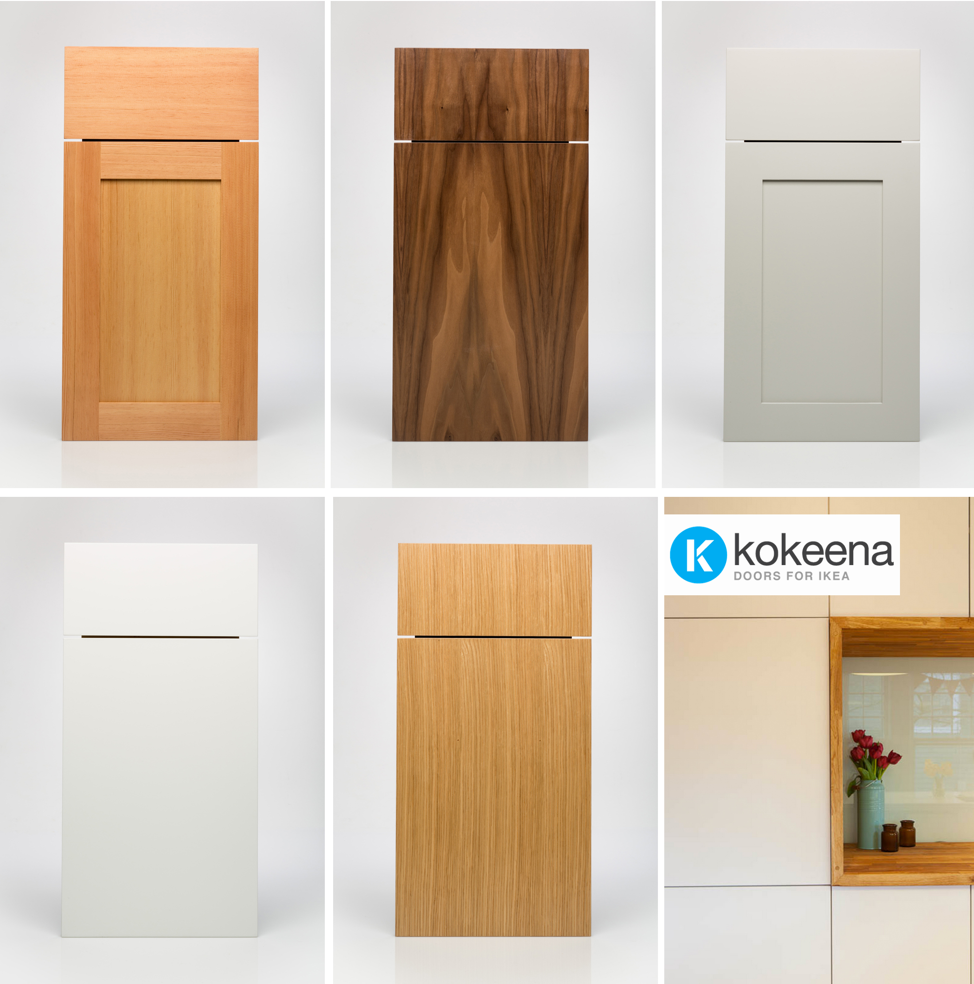 Kokeena Real Wood Ready Made Cabinet Doors For Ikea Akurum