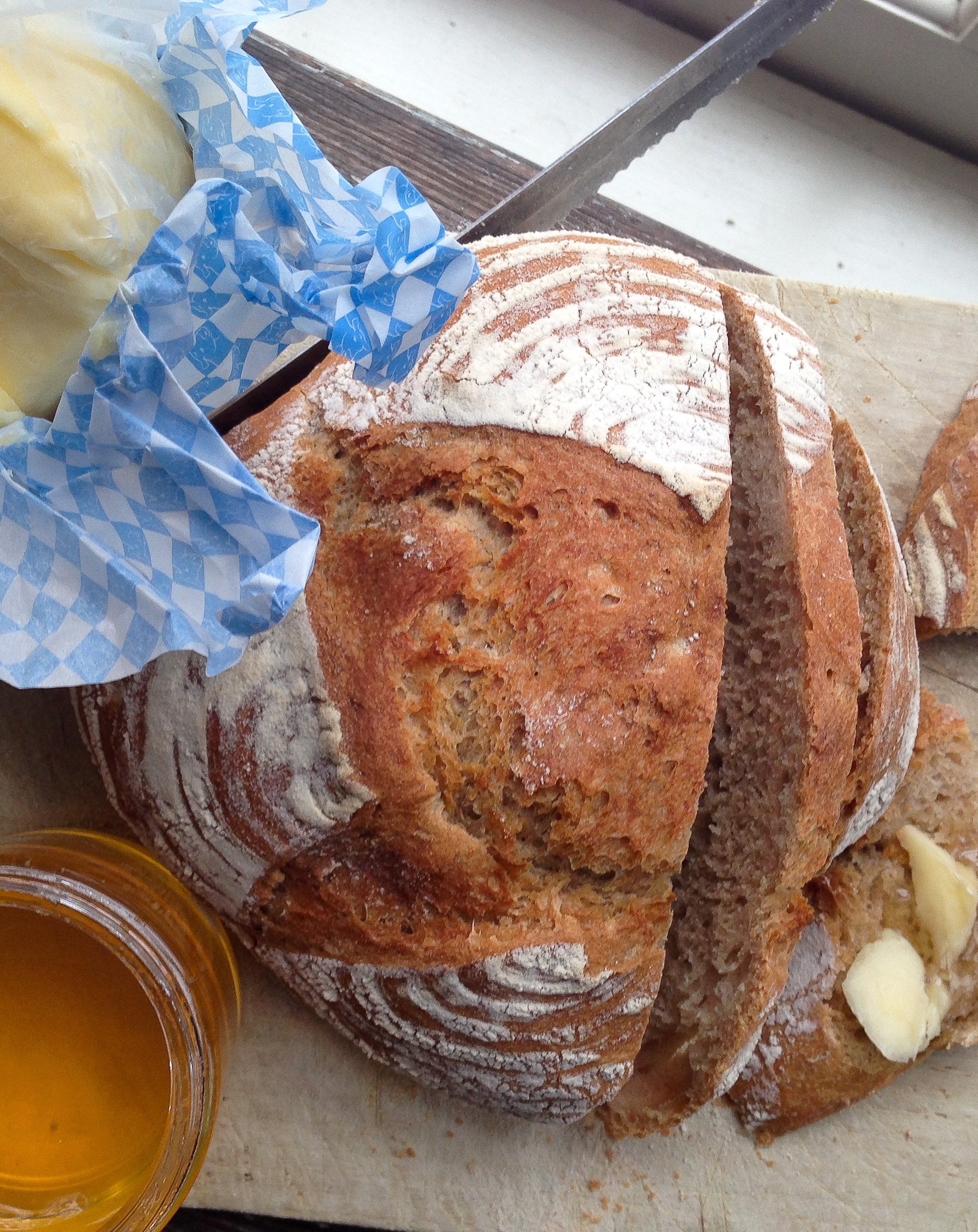 No-Knead Whole Wheat Dutch Oven Bread