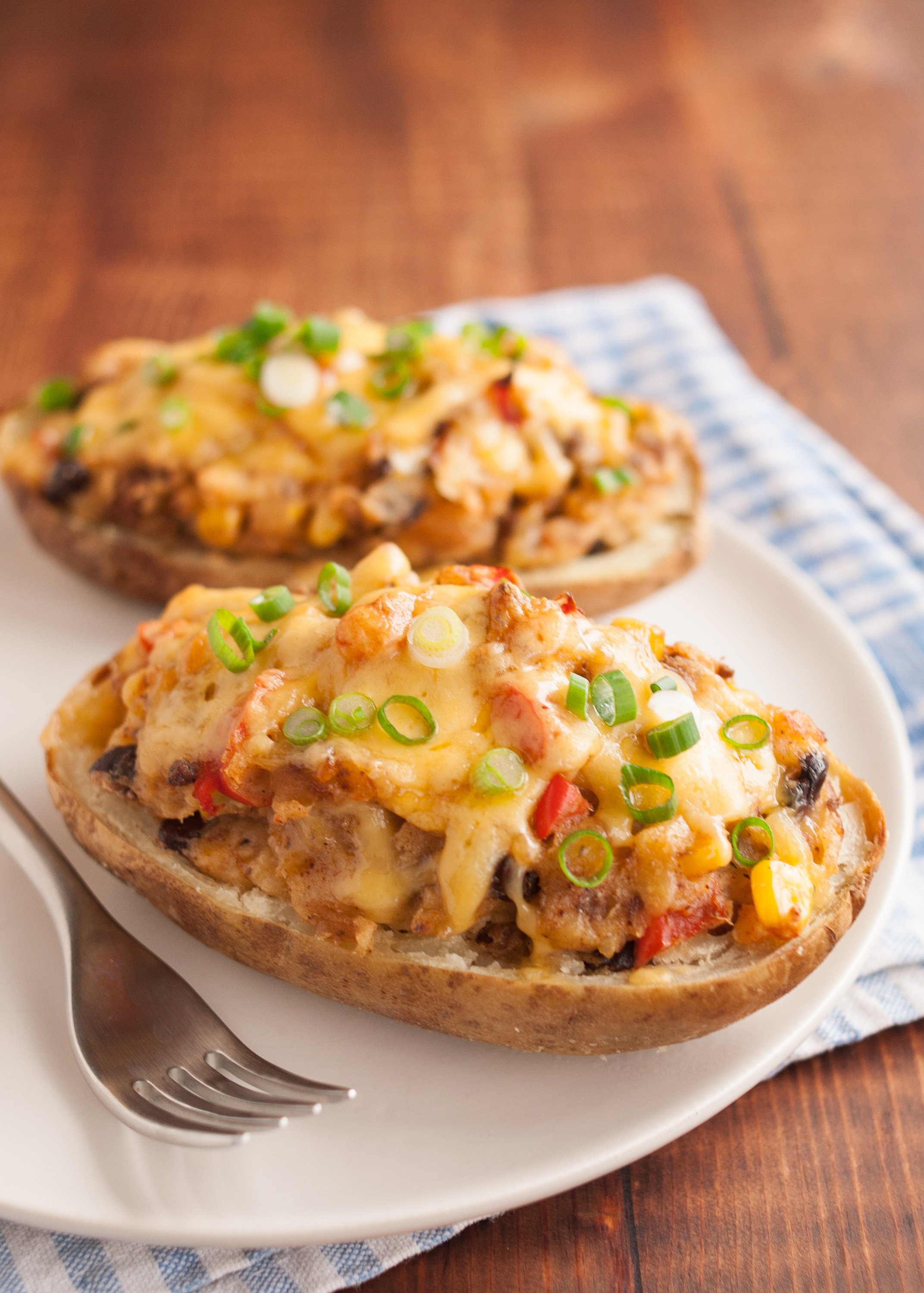 Recipe Cheesy Southwestern Twice Baked Potatoes With Beans Corn Kitchn