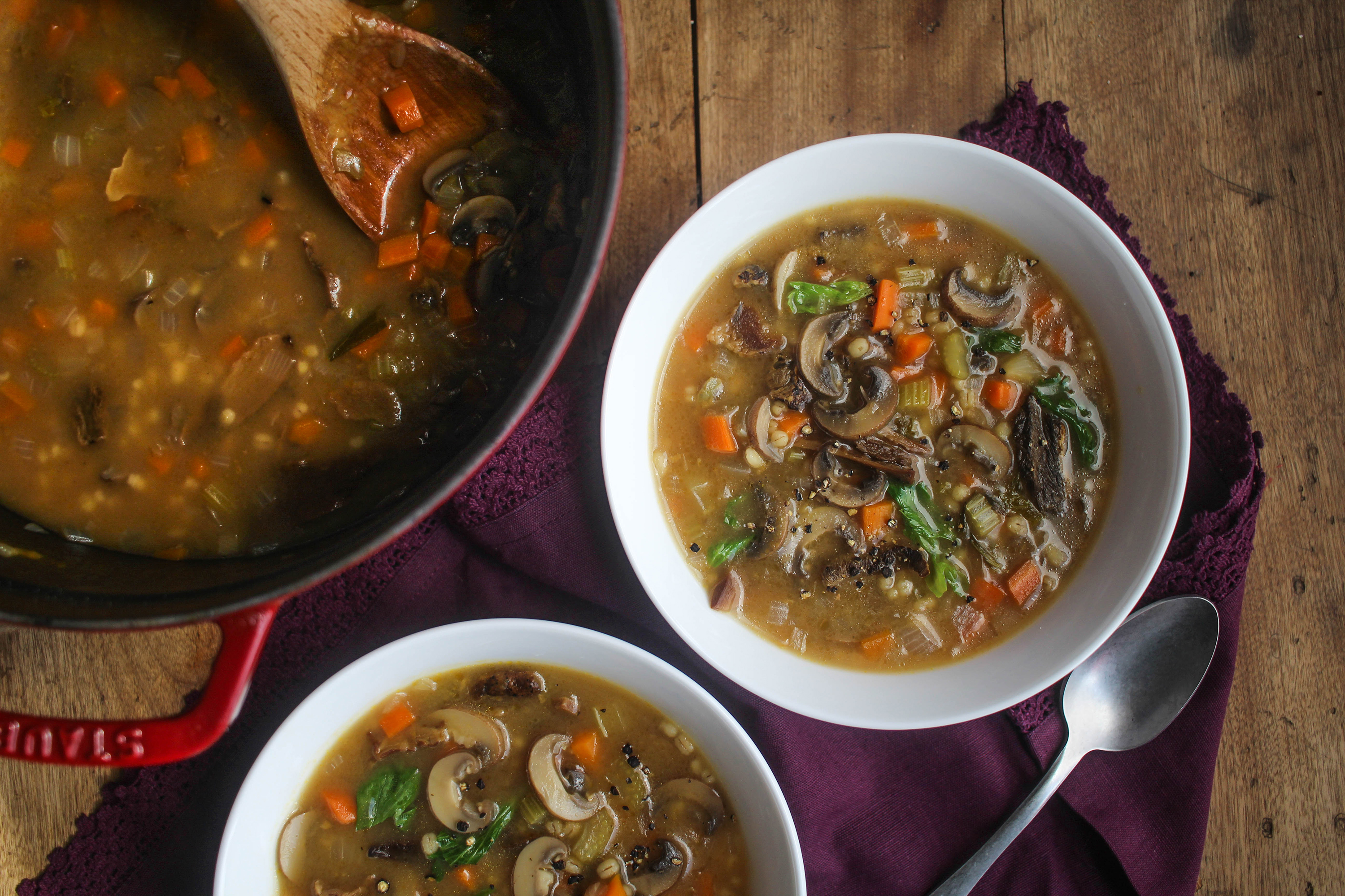 Simple Mushroom Barley Soup - The Mediterranean Dish