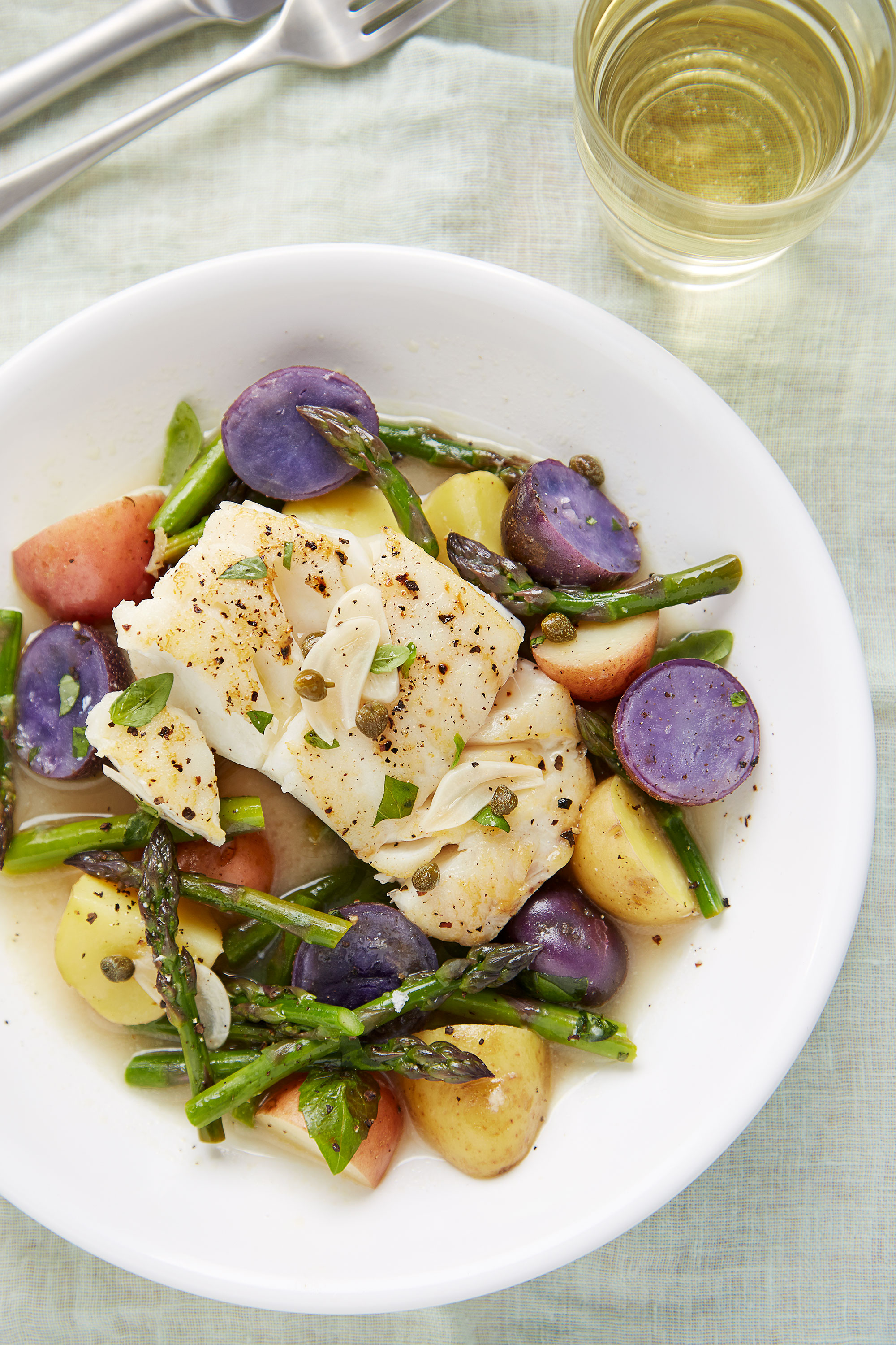 Cast Iron Cod Potatoes and Onions - What the Forks for Dinner?