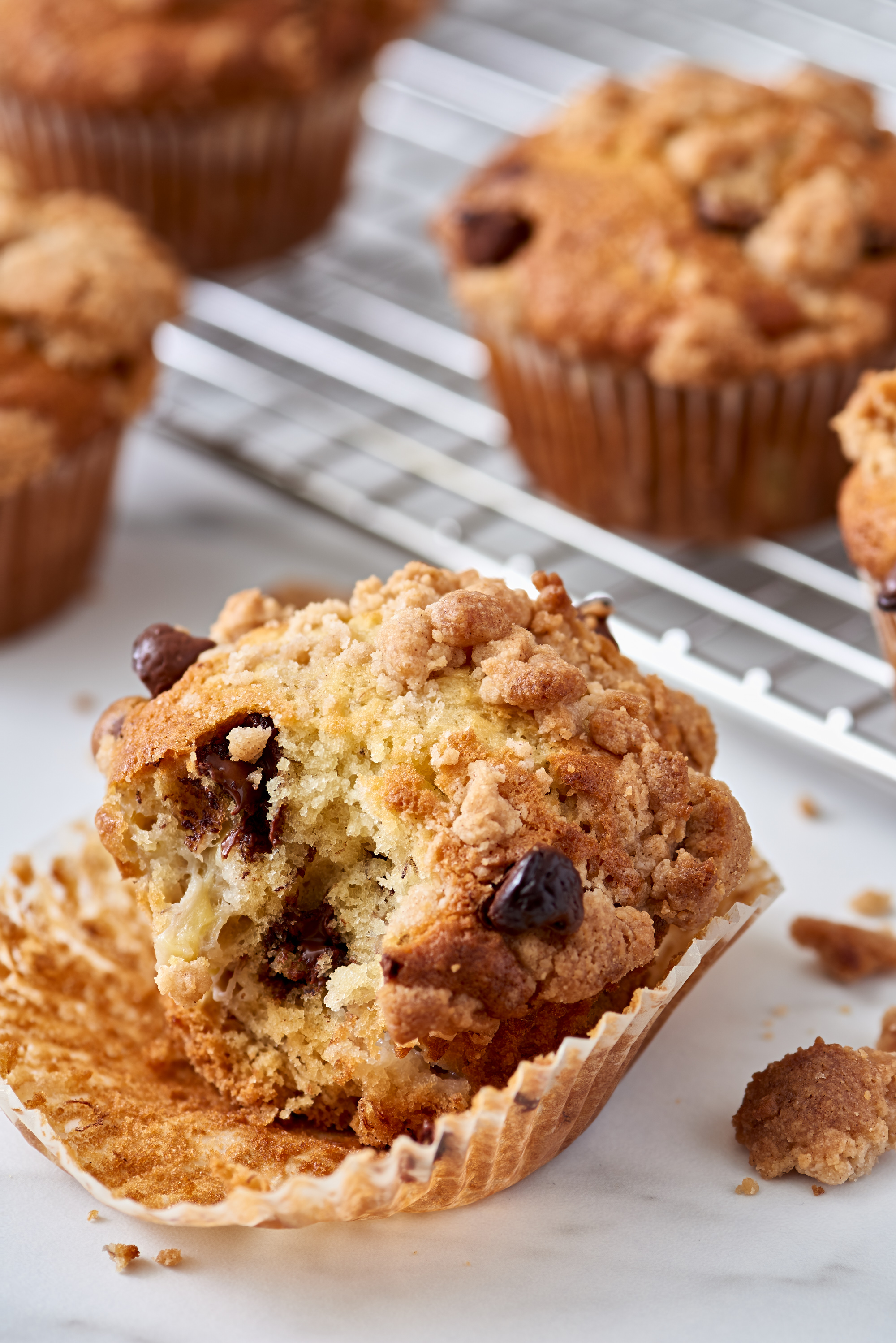 Bakery Style Banana Nut and Chocolate Chunk Muffins