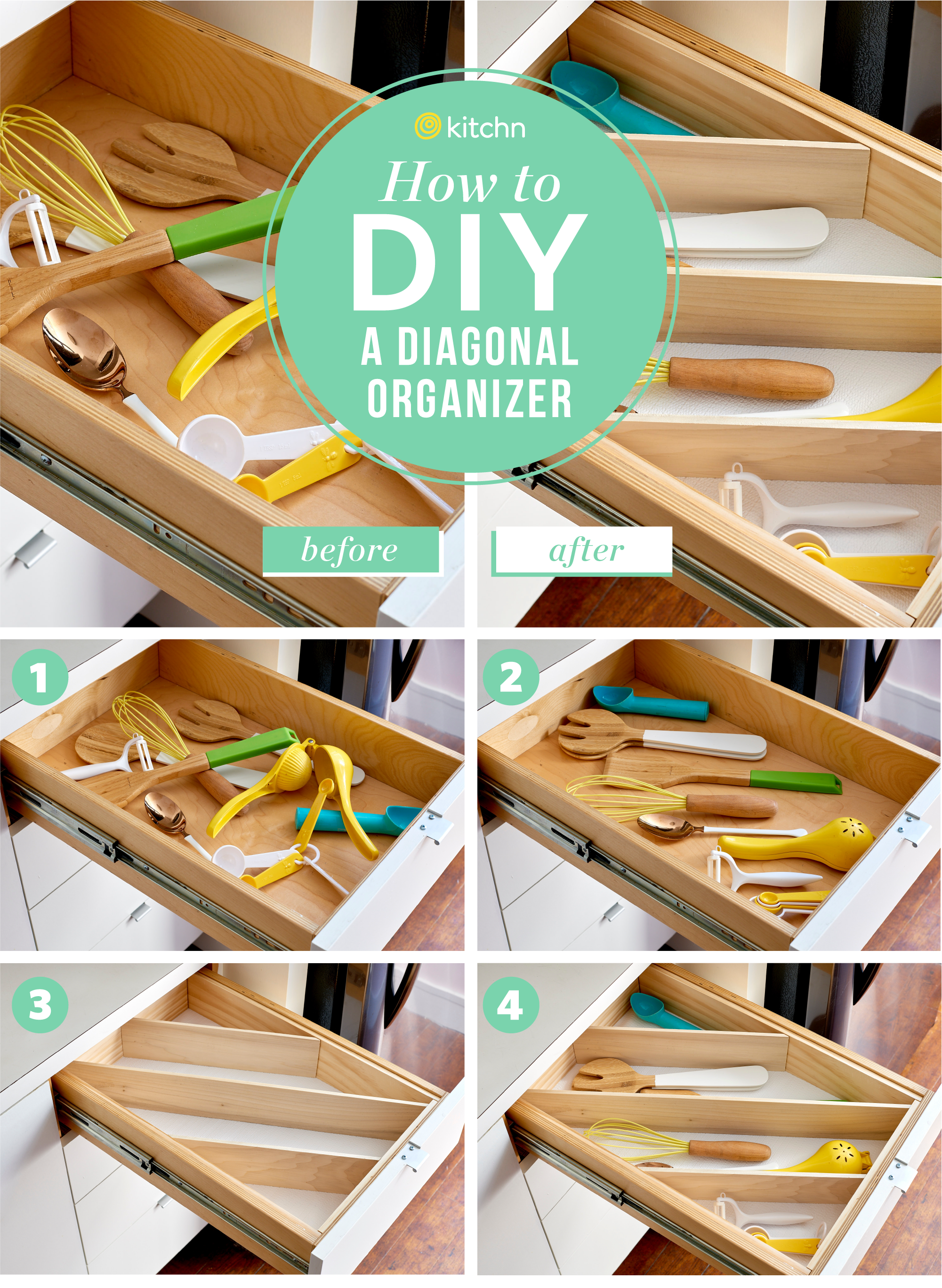 IT'S ORGANIZED, Angled Drawer Dividers for Large Utensils