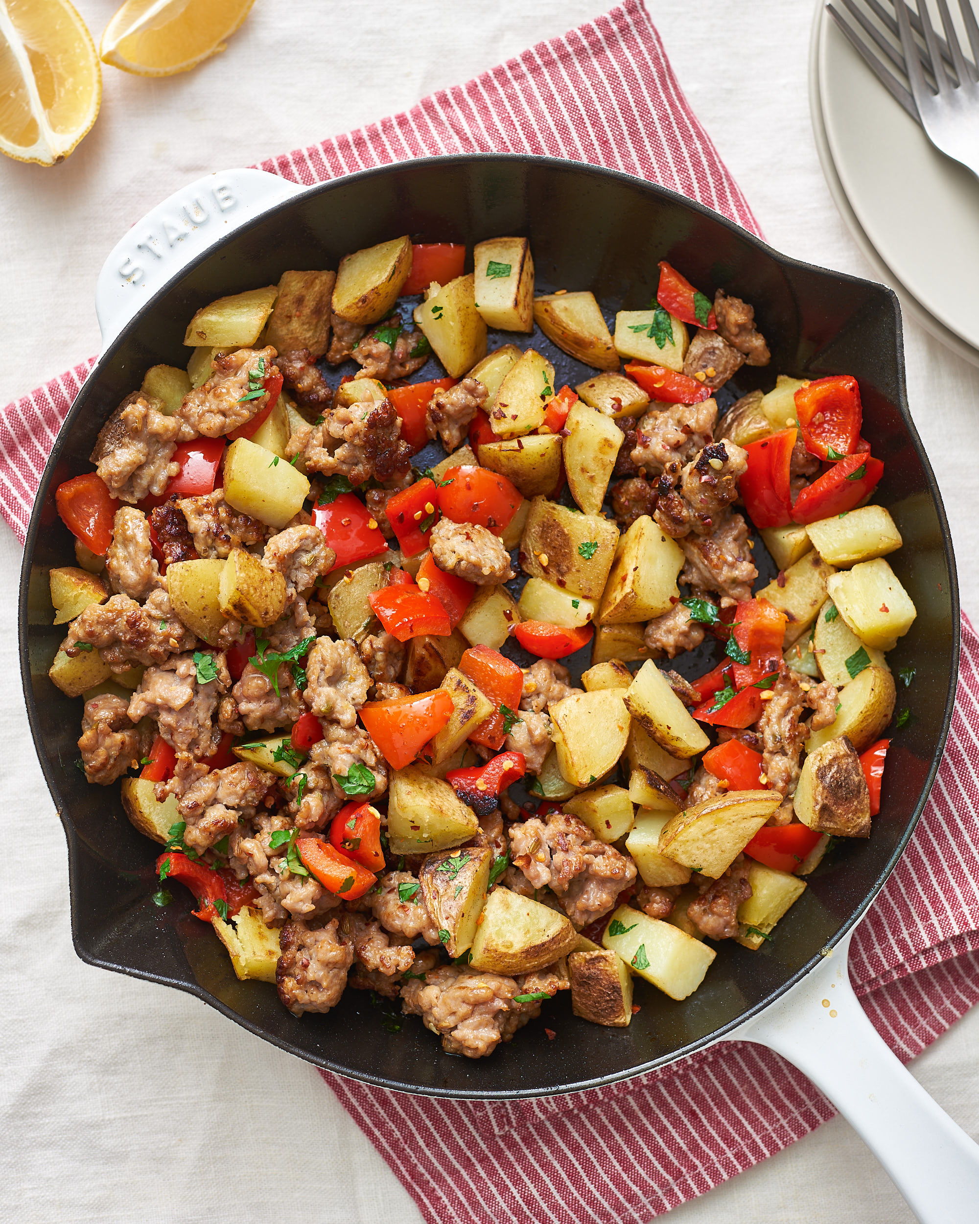 Pesto Pan-fried Sausage and Potatoes • Salt & Lavender