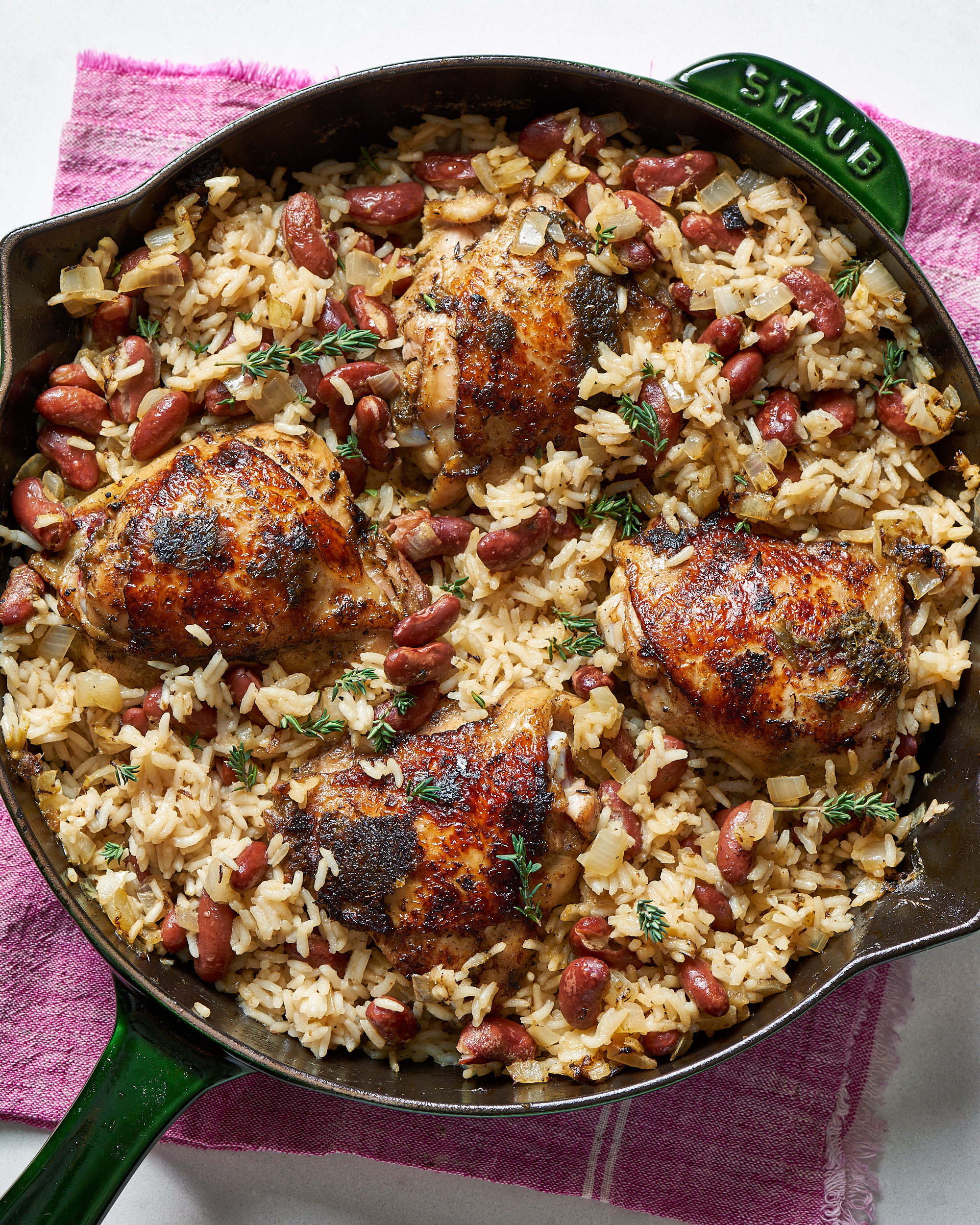 jamaican rice and peas and fried chicken