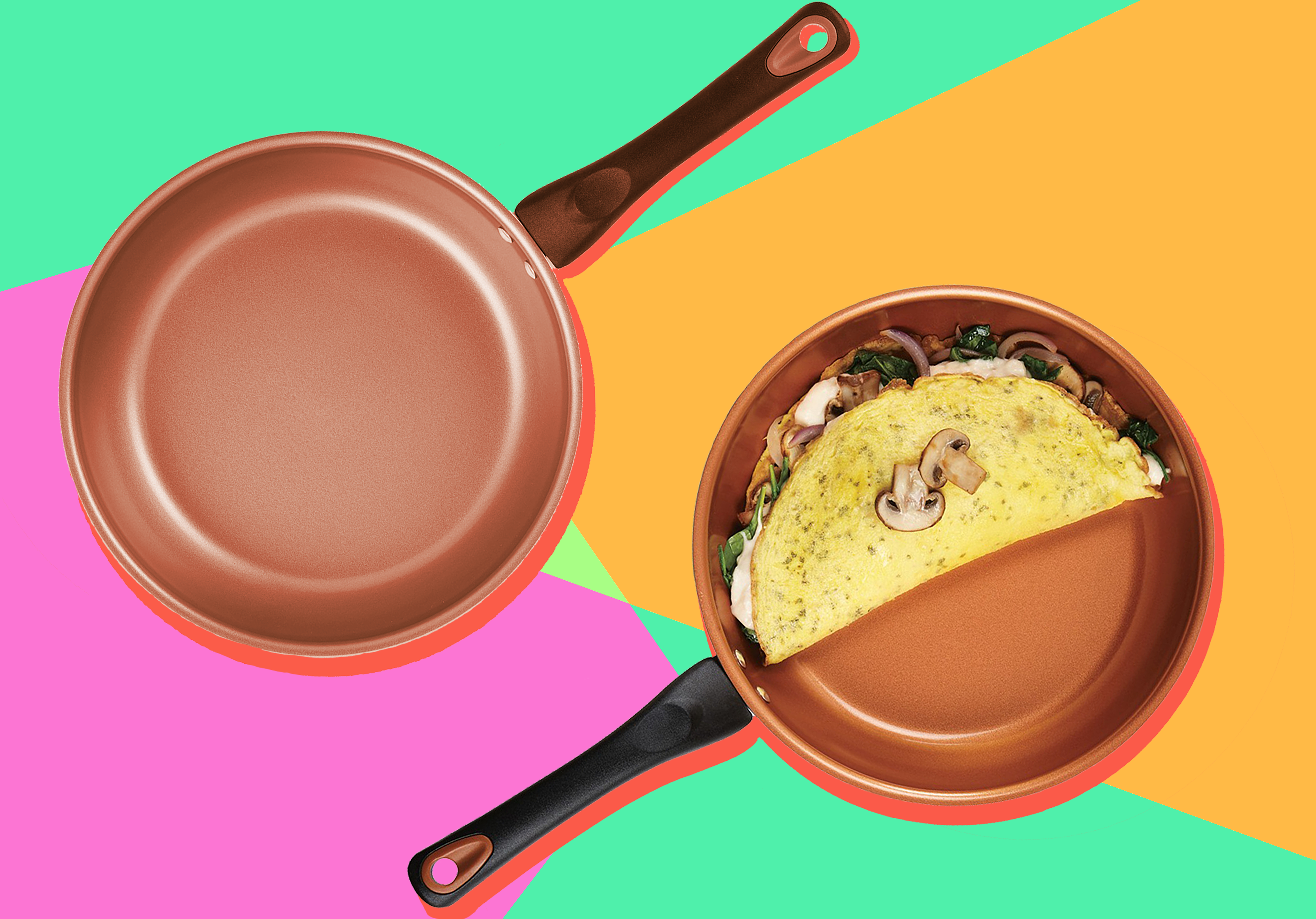 Non-stick Copper Frying Pan with Ceramic Coating Wok Saucepan Oven