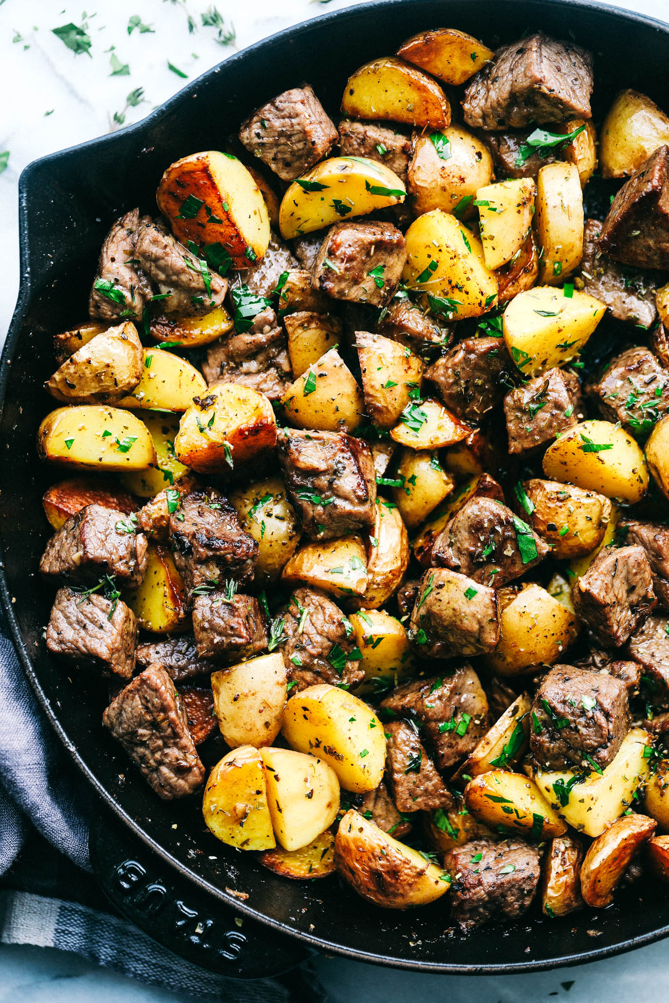 Skillet Garlic Butter Herb Steak and Potatoes