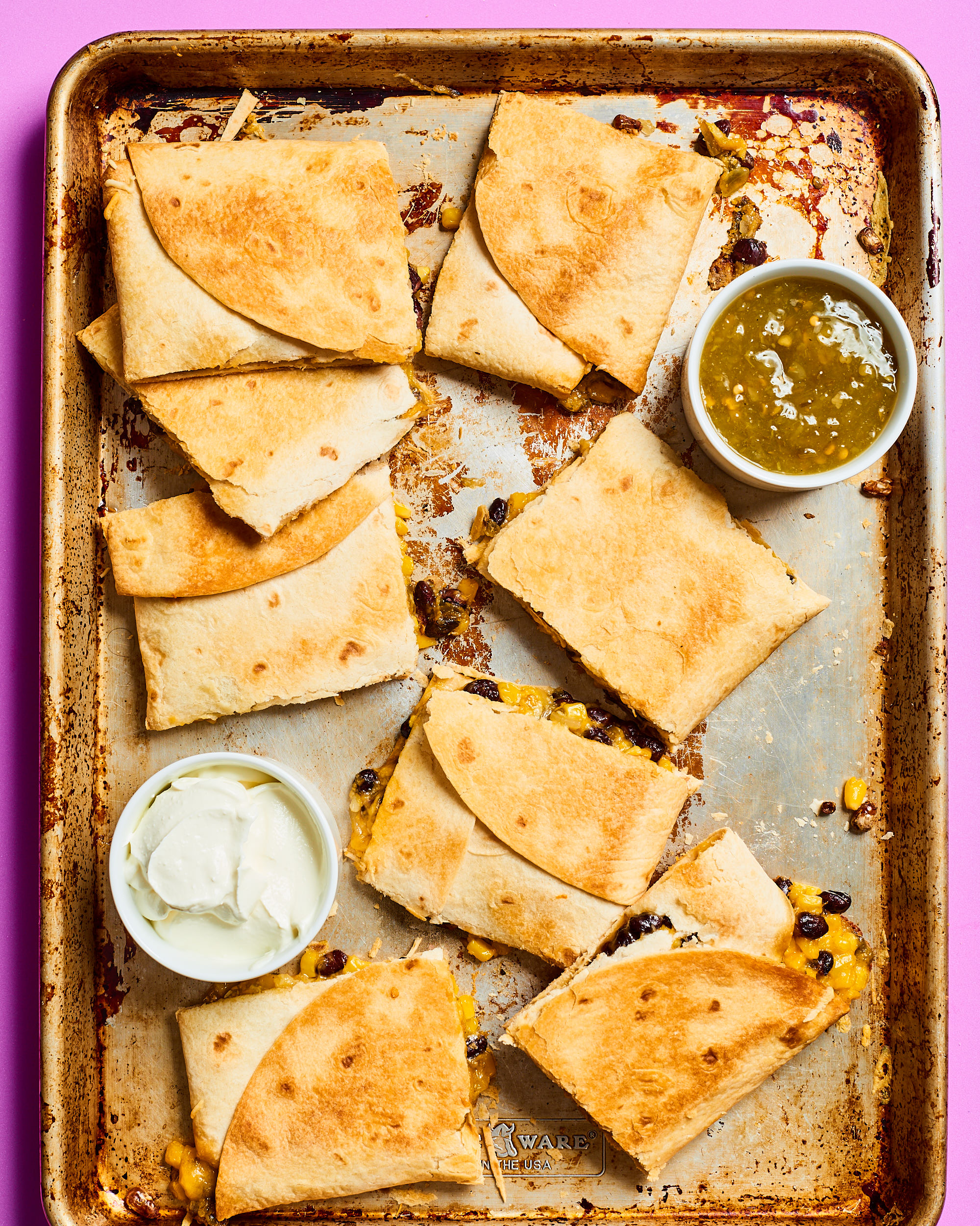 Sheet Pan Chicken Quesadillas