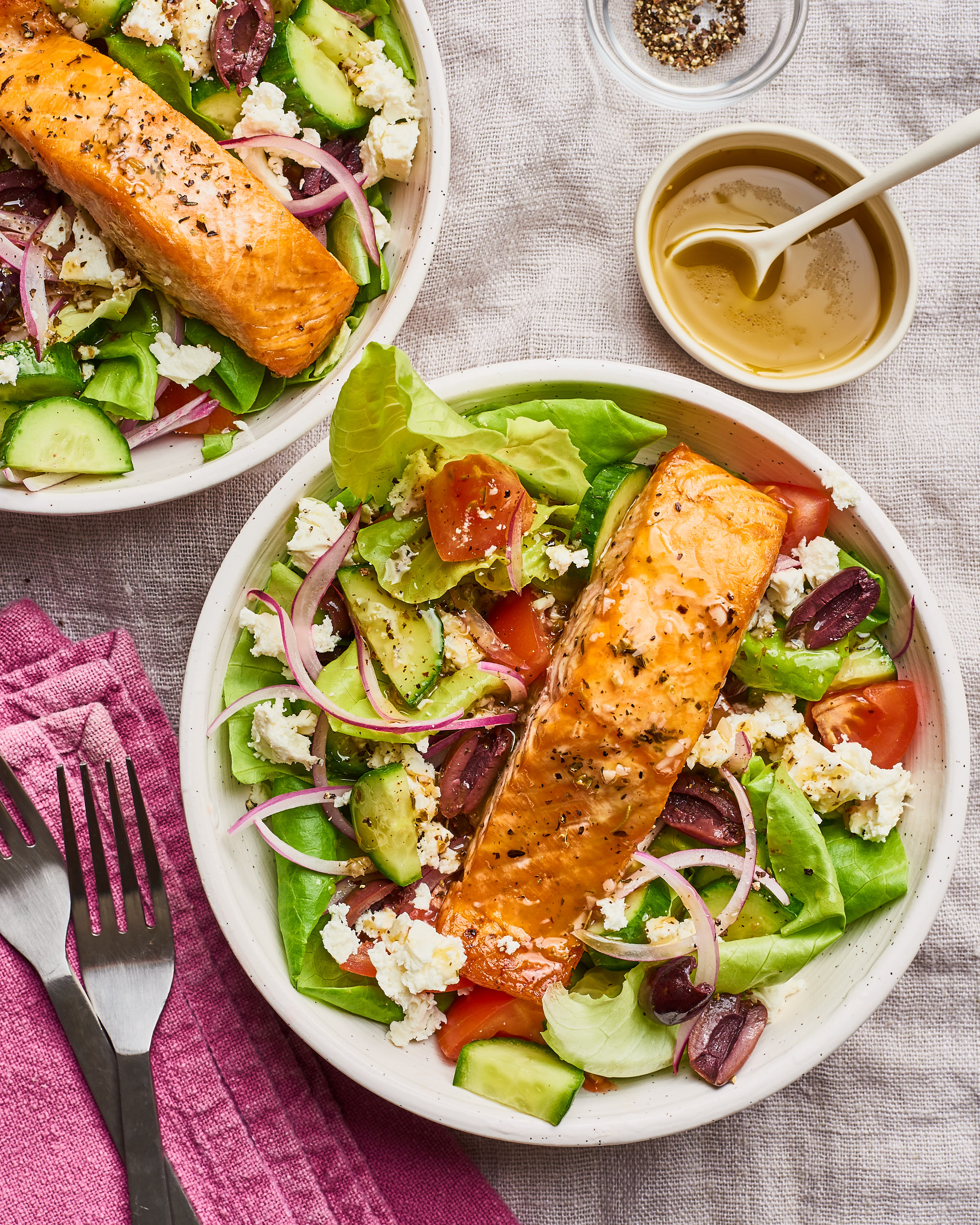 Greek Salad Salmon Bowls Recipe