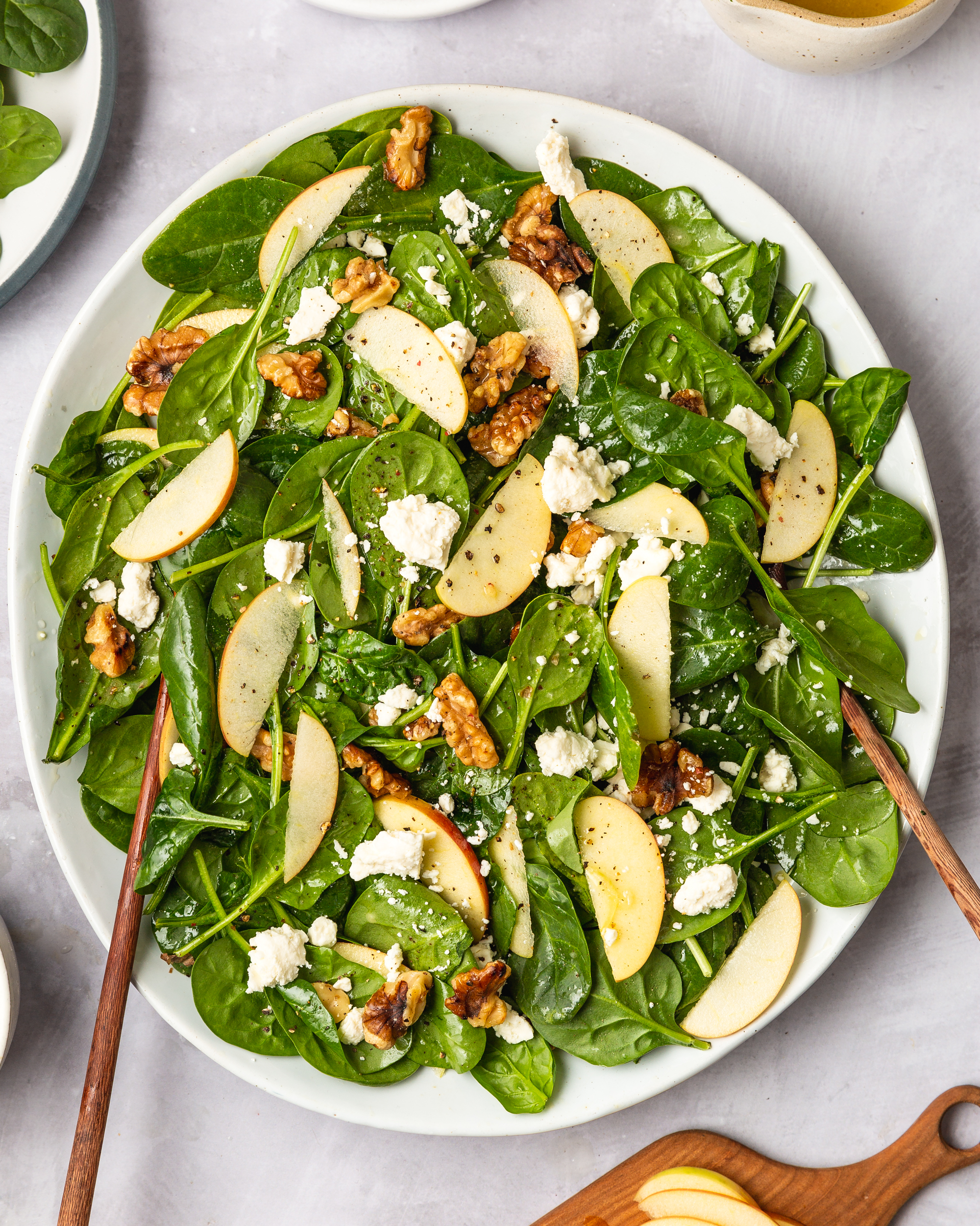 Spinach Salad With Apples Walnuts And Feta Kitchn