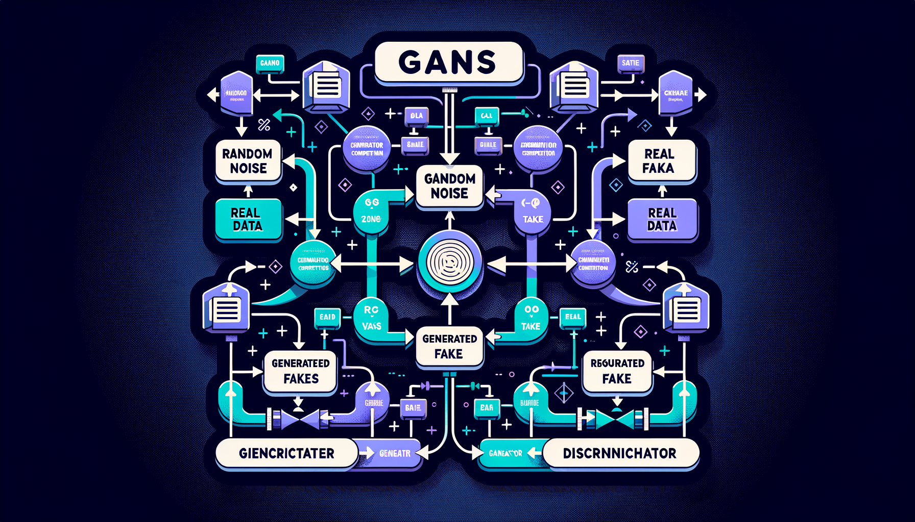 GANs — generator vs discriminator competition