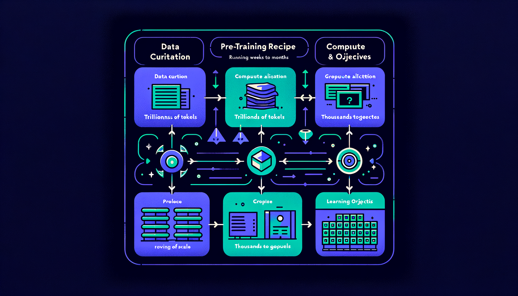 The pre-training recipe — data, compute, and objectives