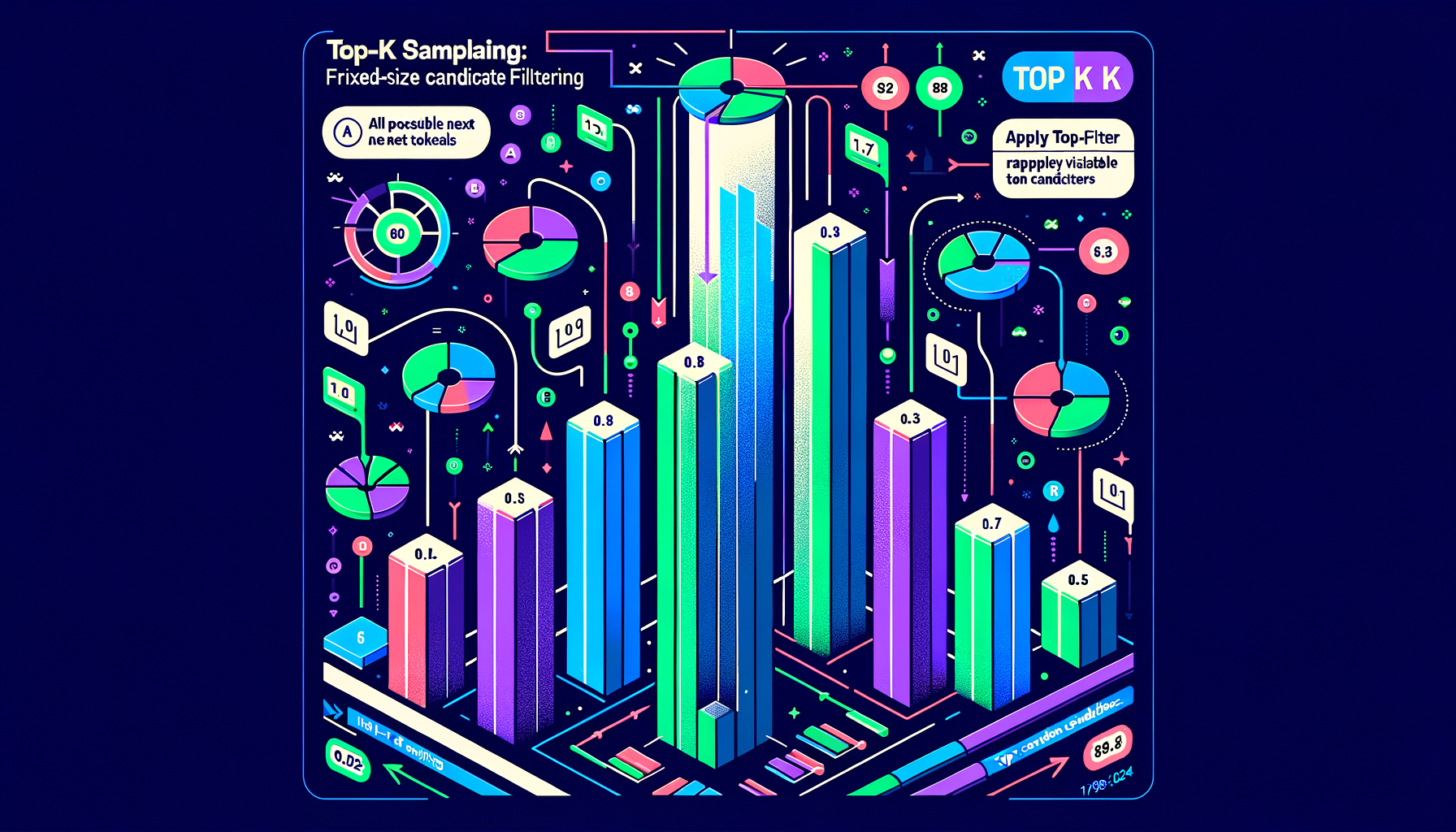 Top-k sampling — fixed-size candidate filtering