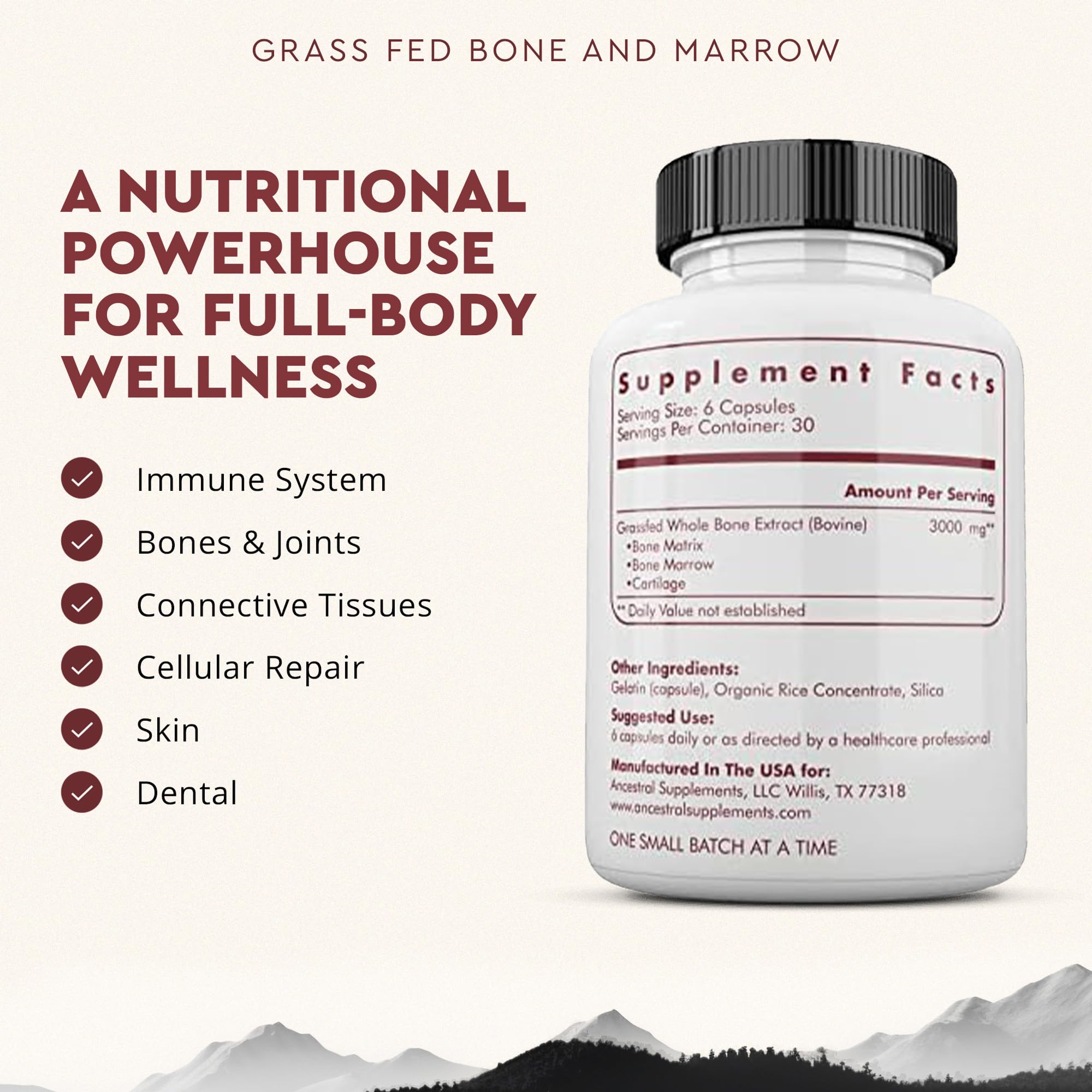 Ancestral Supplements Grass Fed Bone Marrow Supplement Facts