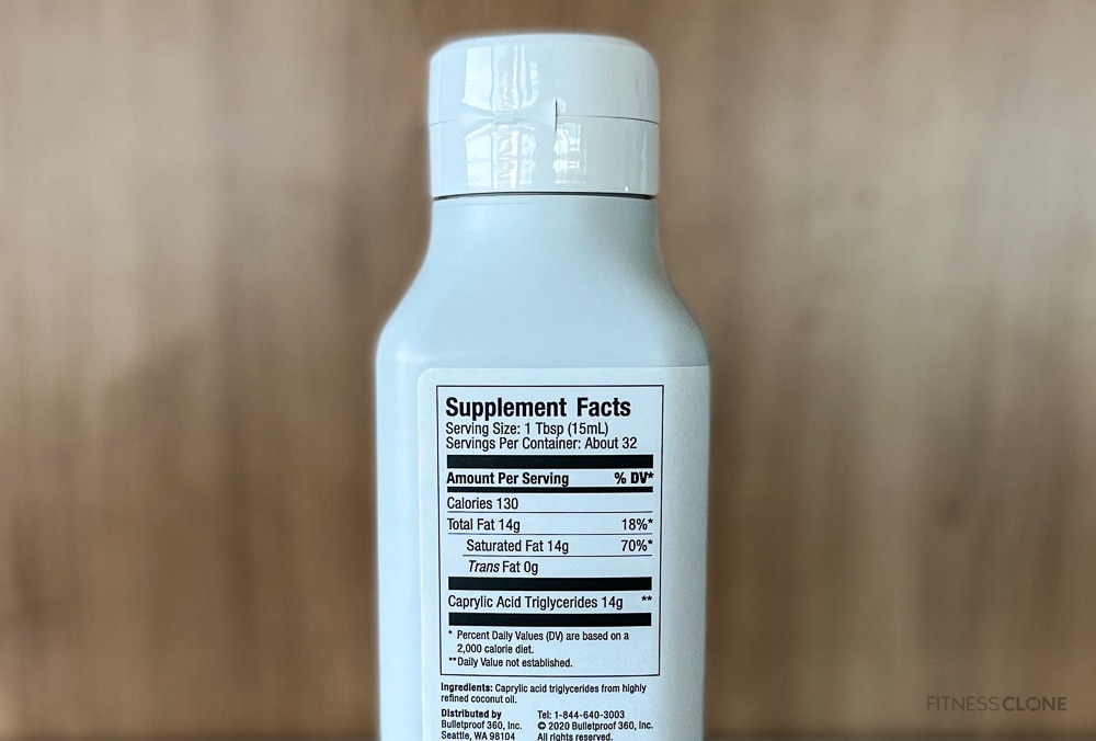 Bulletproof Brain Octane C8 MCT Oil Supplement Facts