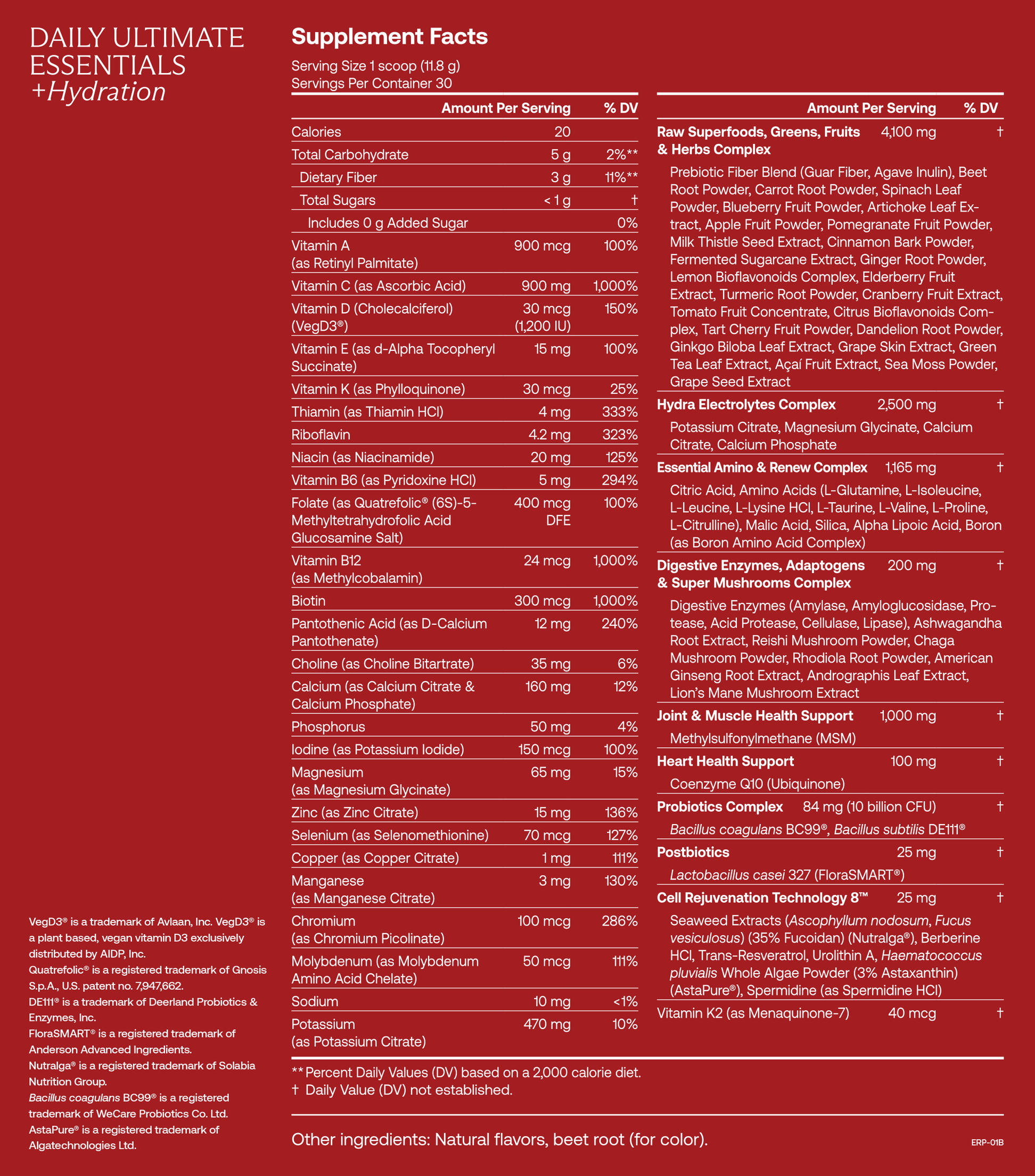 Advanced Immune Support Supplement Facts