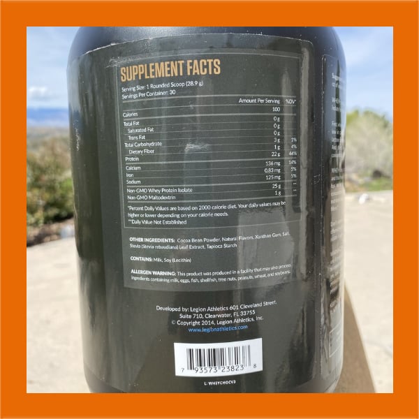 Whey+ Protein Isolate Supplement Facts