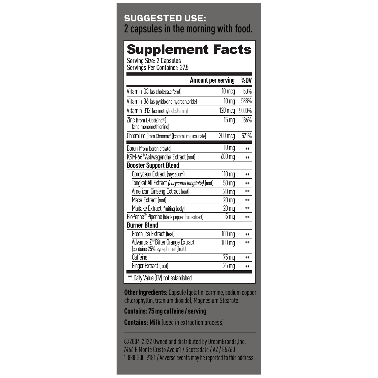 Boost and Burn Supplement Facts