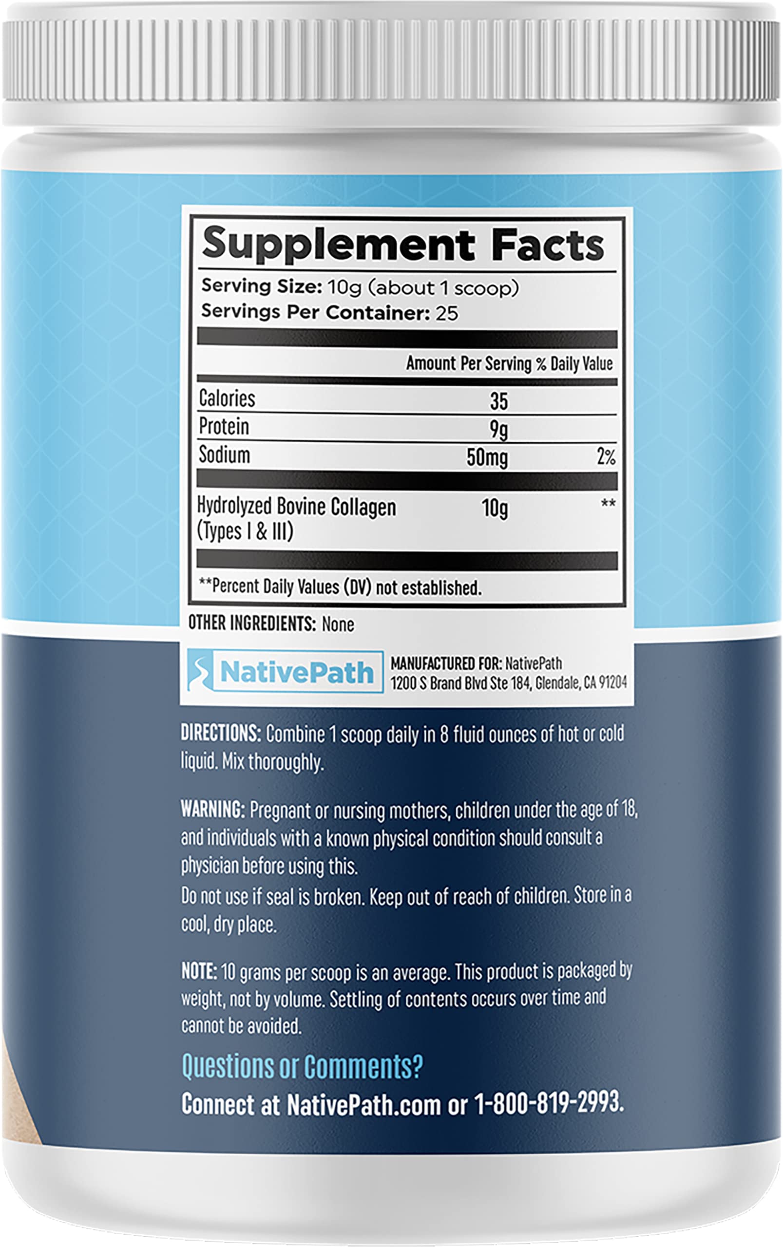 NativePath Collagen Peptides Supplement Facts