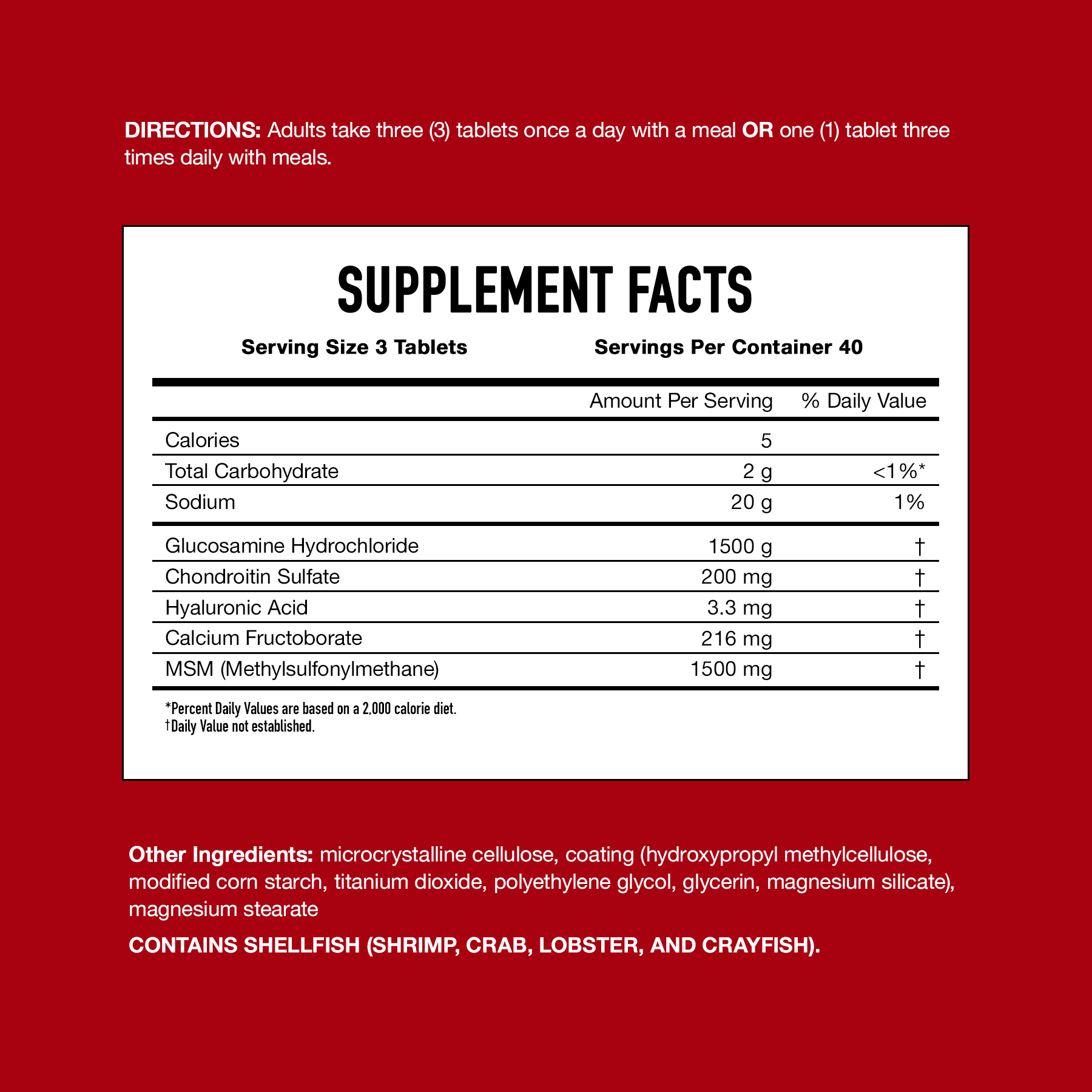 Move Free Advanced Plus MSM Supplement Facts