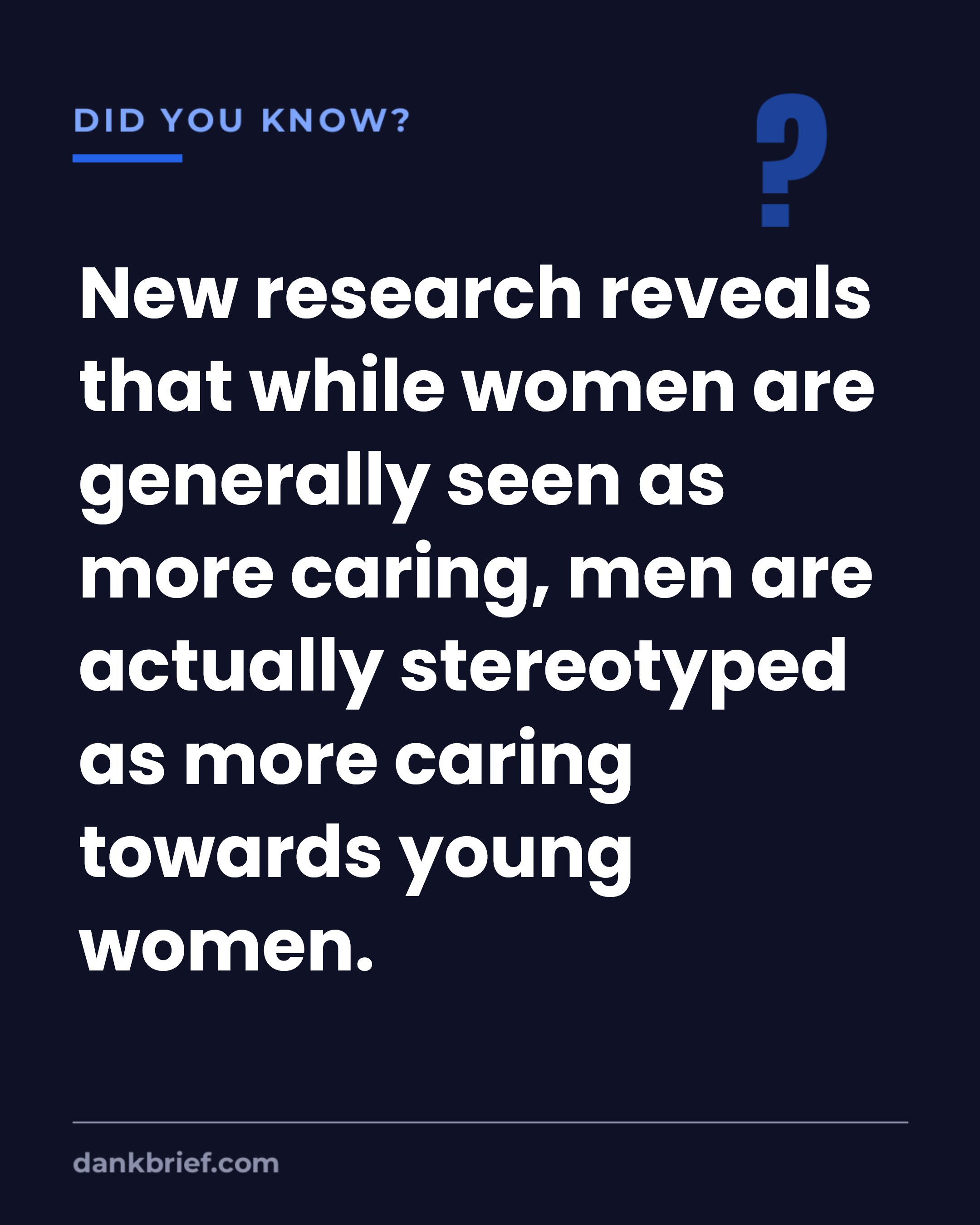 Stereotypes: Men Seen as More Caring