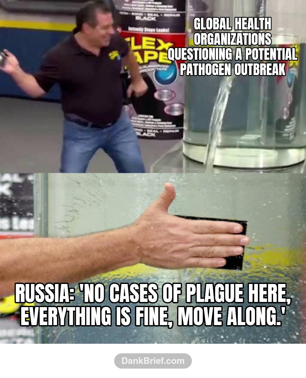 Global health organizations questioning a potential pathogen outbreak / Russia: 'No cases of plague here, everything is fine, move along.'