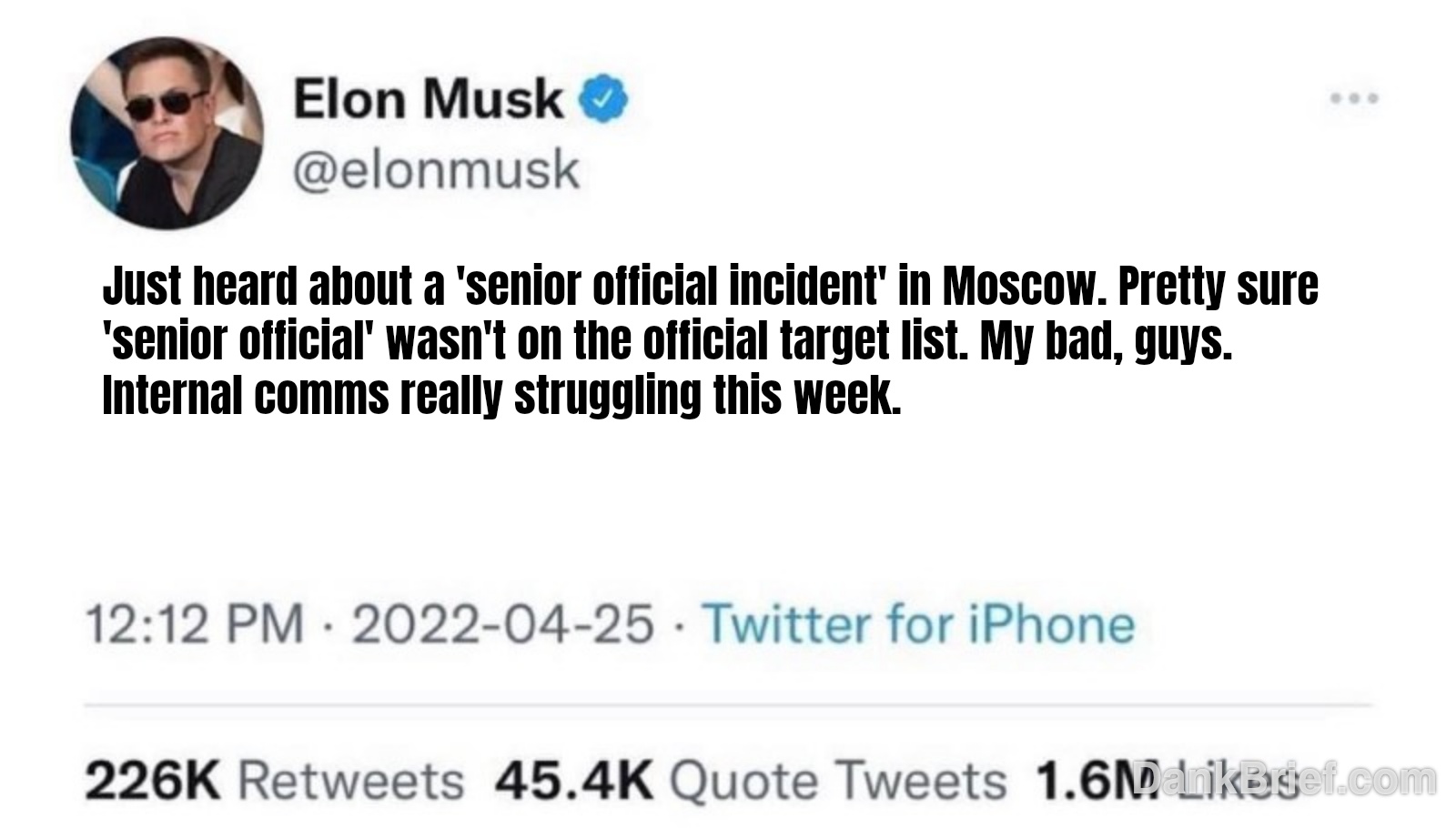 When you're trying to win a war but the internal comms are wild