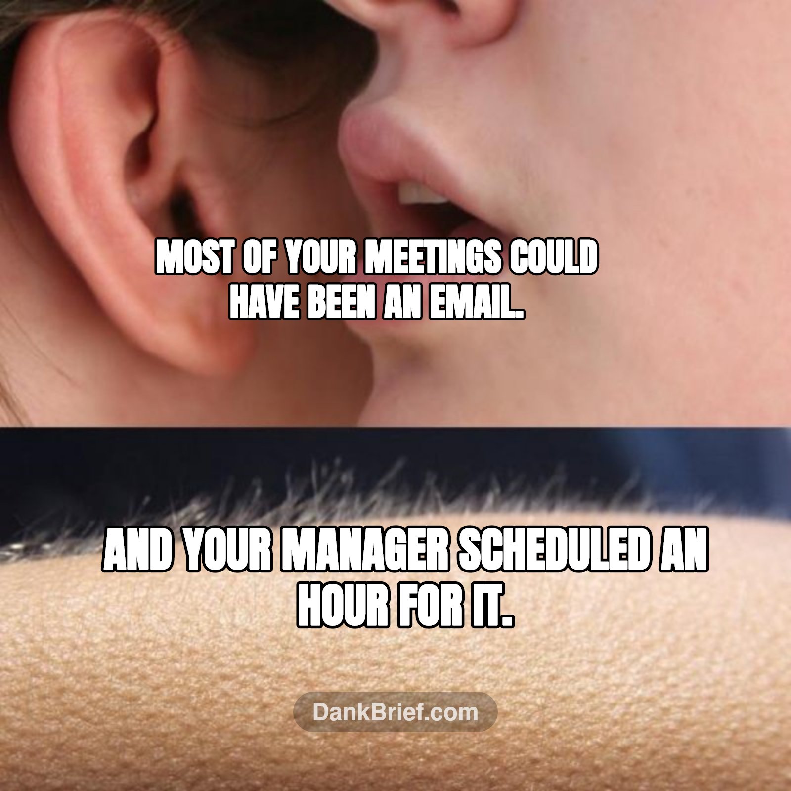 Most of your meetings could have been an email. / And your manager scheduled an hour for it.