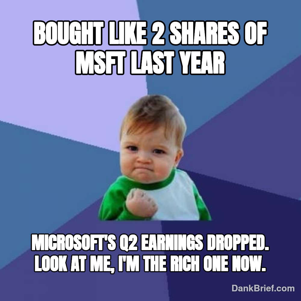My tiny investment is riding Microsoft's coattails, bro.