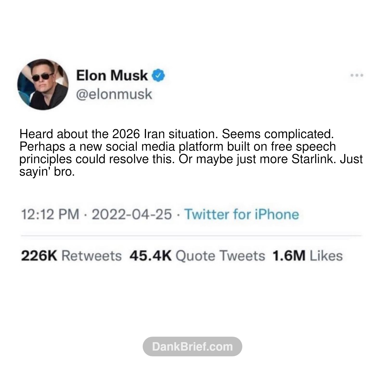 Elon's latest master plan to solve world peace