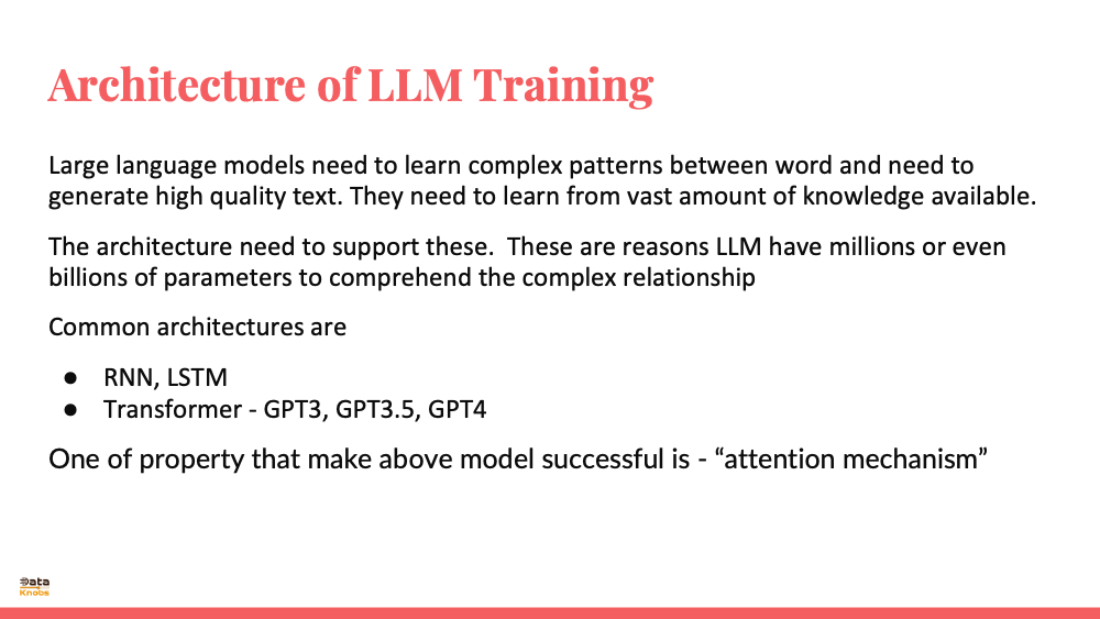 ARCHITECTURE LLM TRAINING