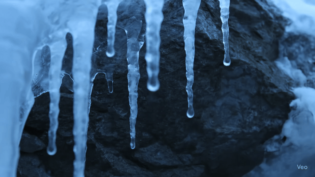 Dripping icicles with a blue background.