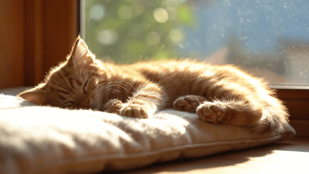 Kitten sleeping in the sun.