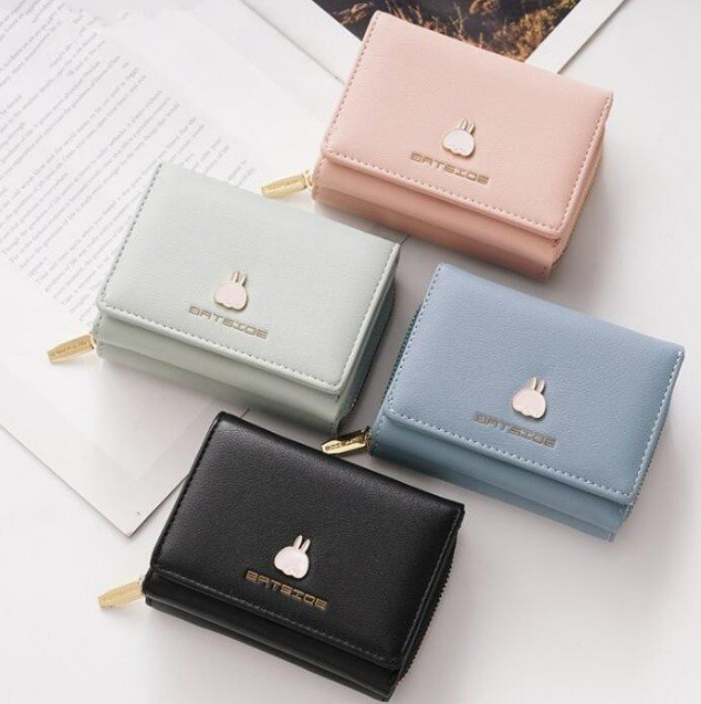 New Korean Women's Square Wallet Three-fold Multi-function Card Holder ...