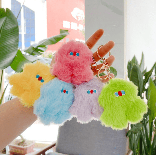 Cute Monster Plushie Furry Korean Keychain - Bubble Store