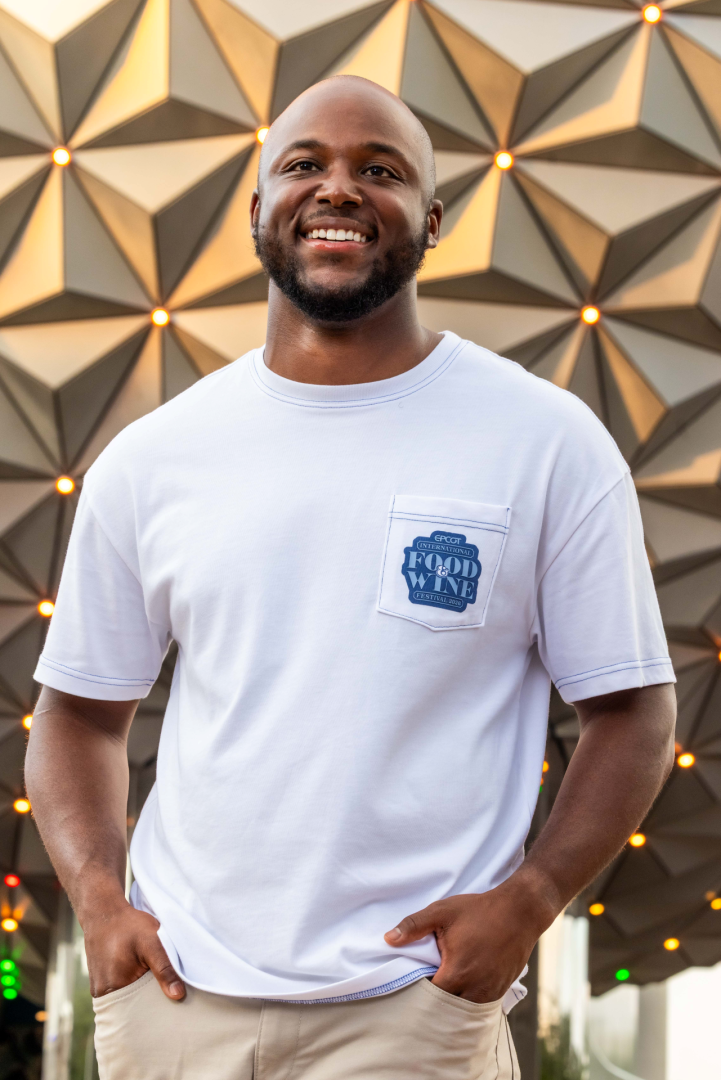Front pocket detail on the 2026 EPCOT International Food and Wine Festival tee