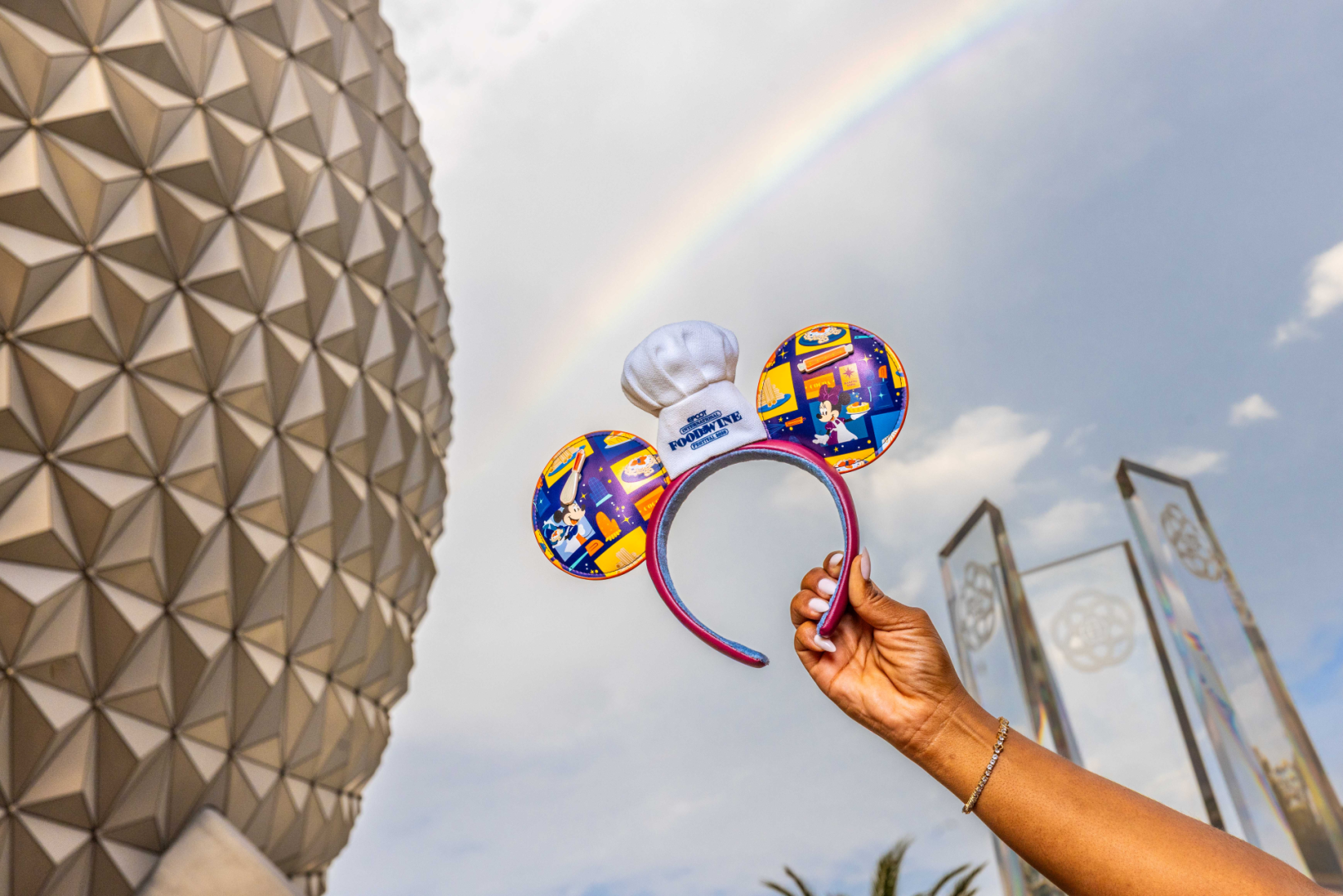 EPCOT International Food and Wine Festival Mickey ears headband with a chef hat, rolling pin and mini whisk