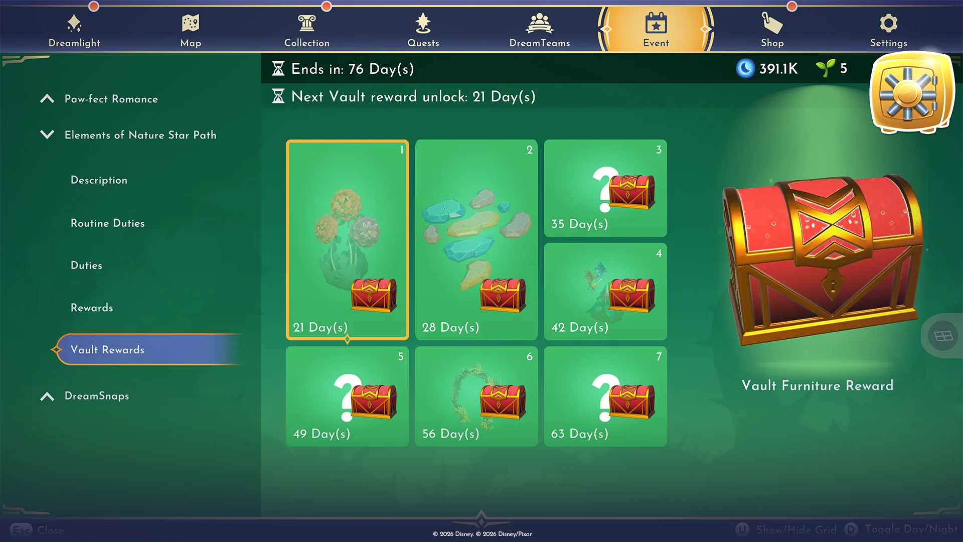 Disney Dreamlight Valley Red Chest duplicate reward replacement screen
