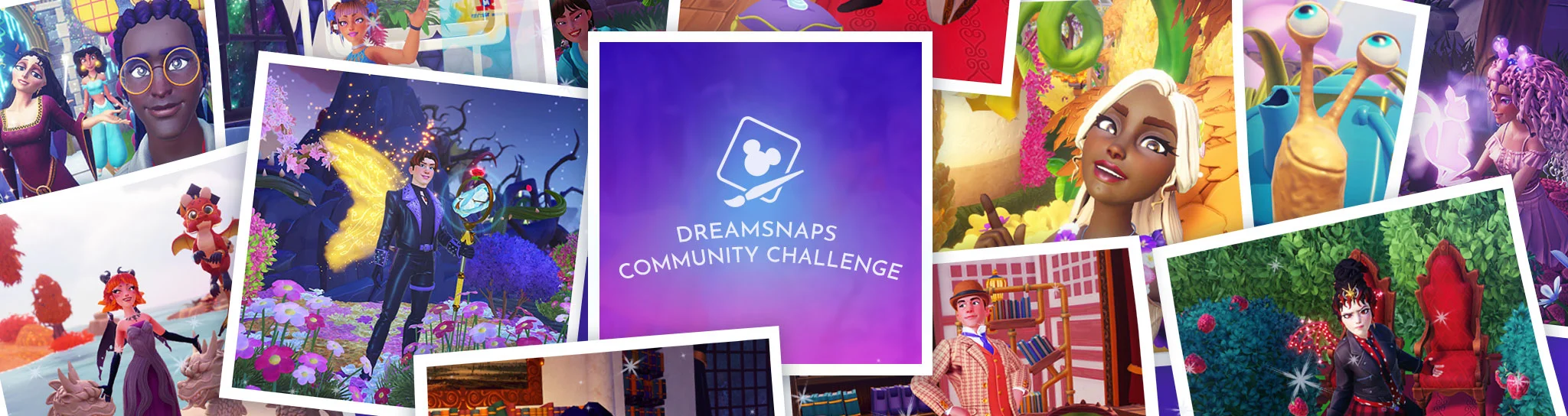 Disney Dreamlight Valley DreamSnaps Community Challenge promotional image with Valley Villagers themes