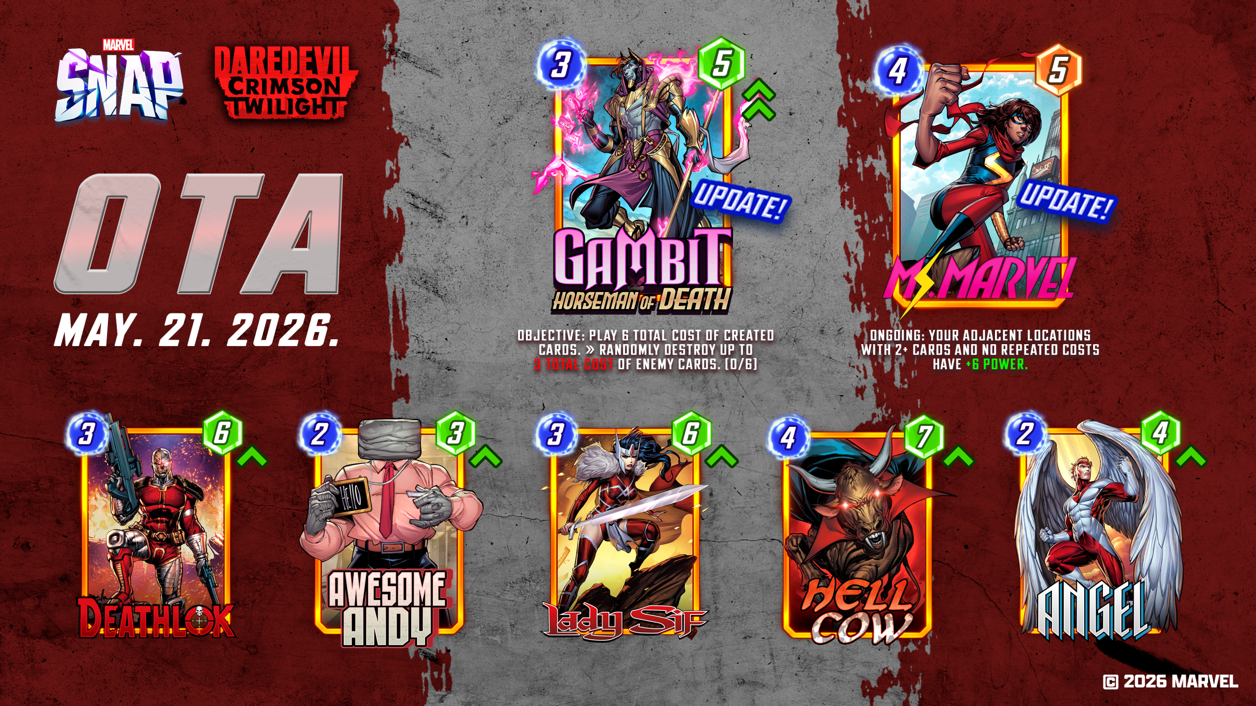 Marvel Snap Balance Update (May 21, 2026): Gambit Nerf, Discard and Destroy Buffs