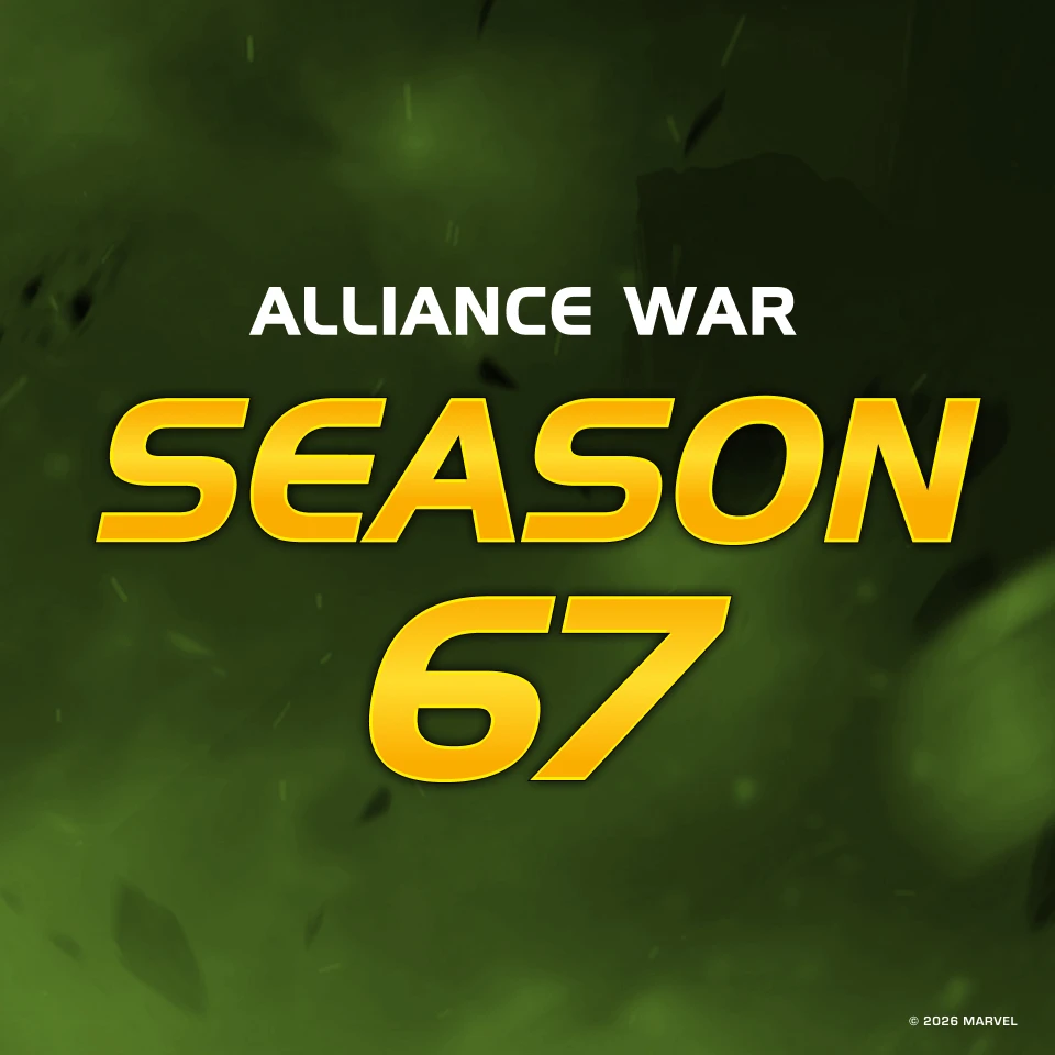 Alliance War Season 67 announcement key art for Marvel Contest of Champions