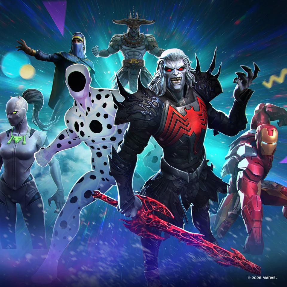 Marvel Contest of Champions Metamorphosis Event key art with crystal motif