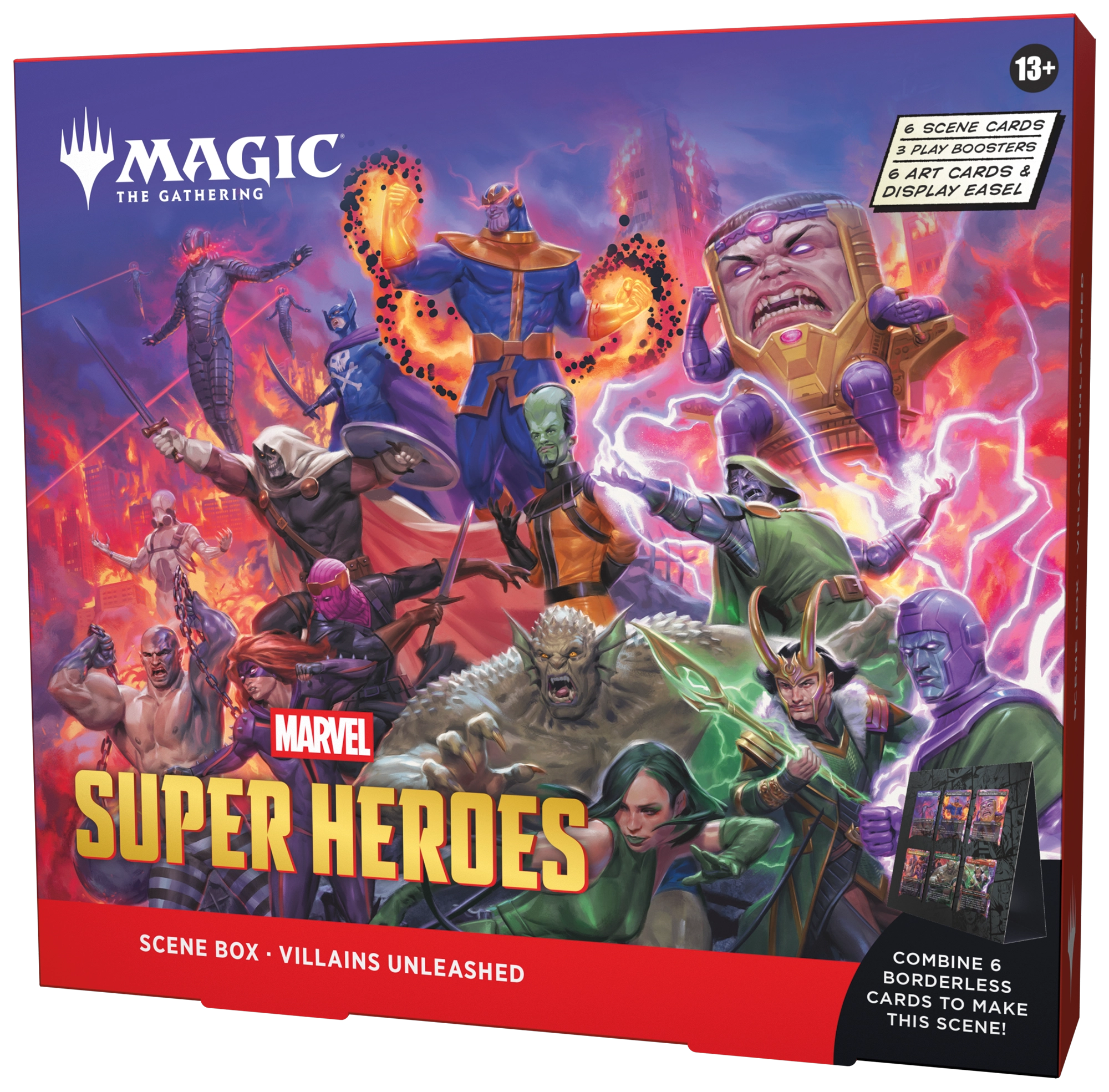 Villains Unleashed Scene Box featuring Thanos and Ultron across borderless scene cards
