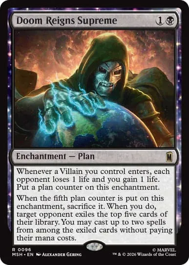 Doom Reigns Supreme card from the Magic: The Gathering – Marvel Super Heroes set
