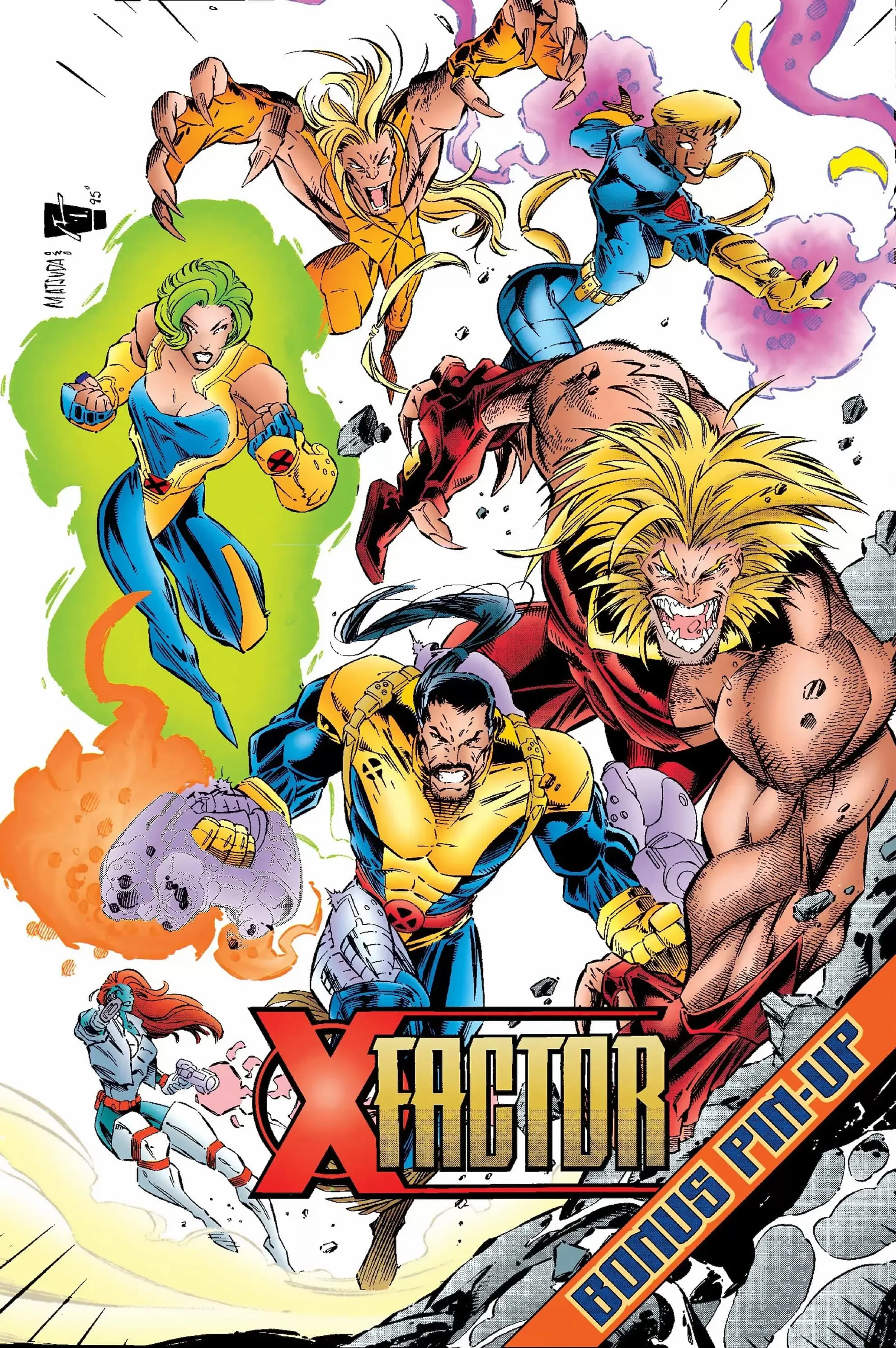 X-Factor (1986) #121 cover by Jeff Matsuda and Art Thibert from Forge's era leading the team