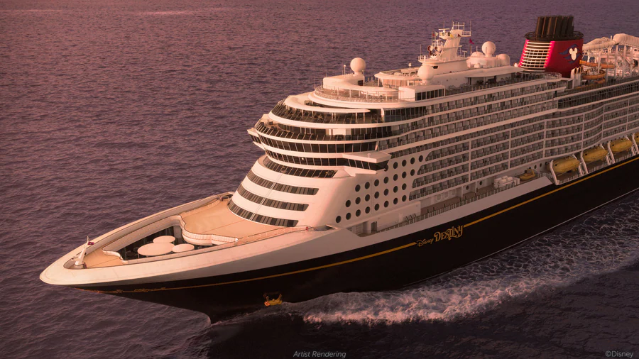 The Disney Destiny cruise ship exterior